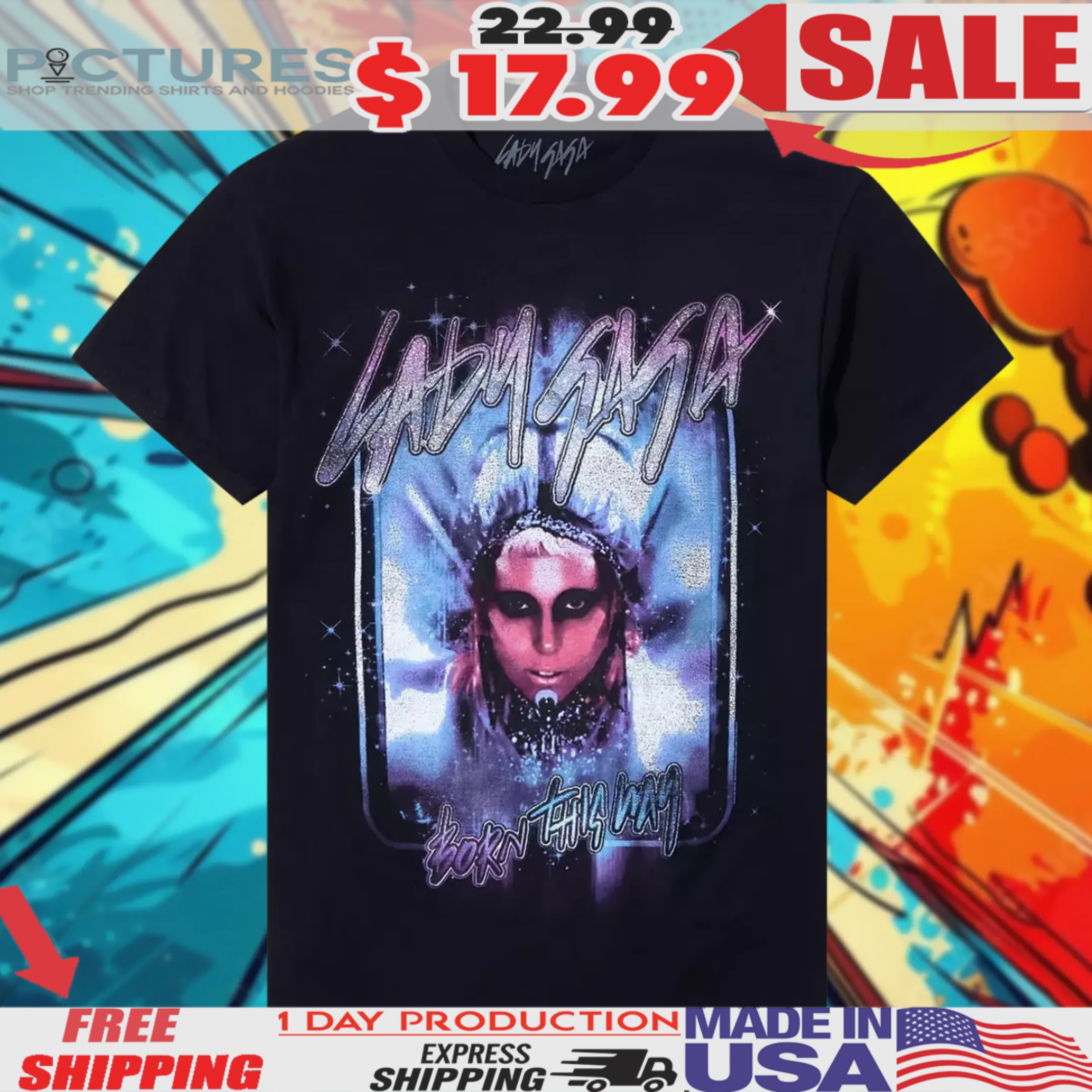 Lady Gaga Born This Way Glitter Shirt