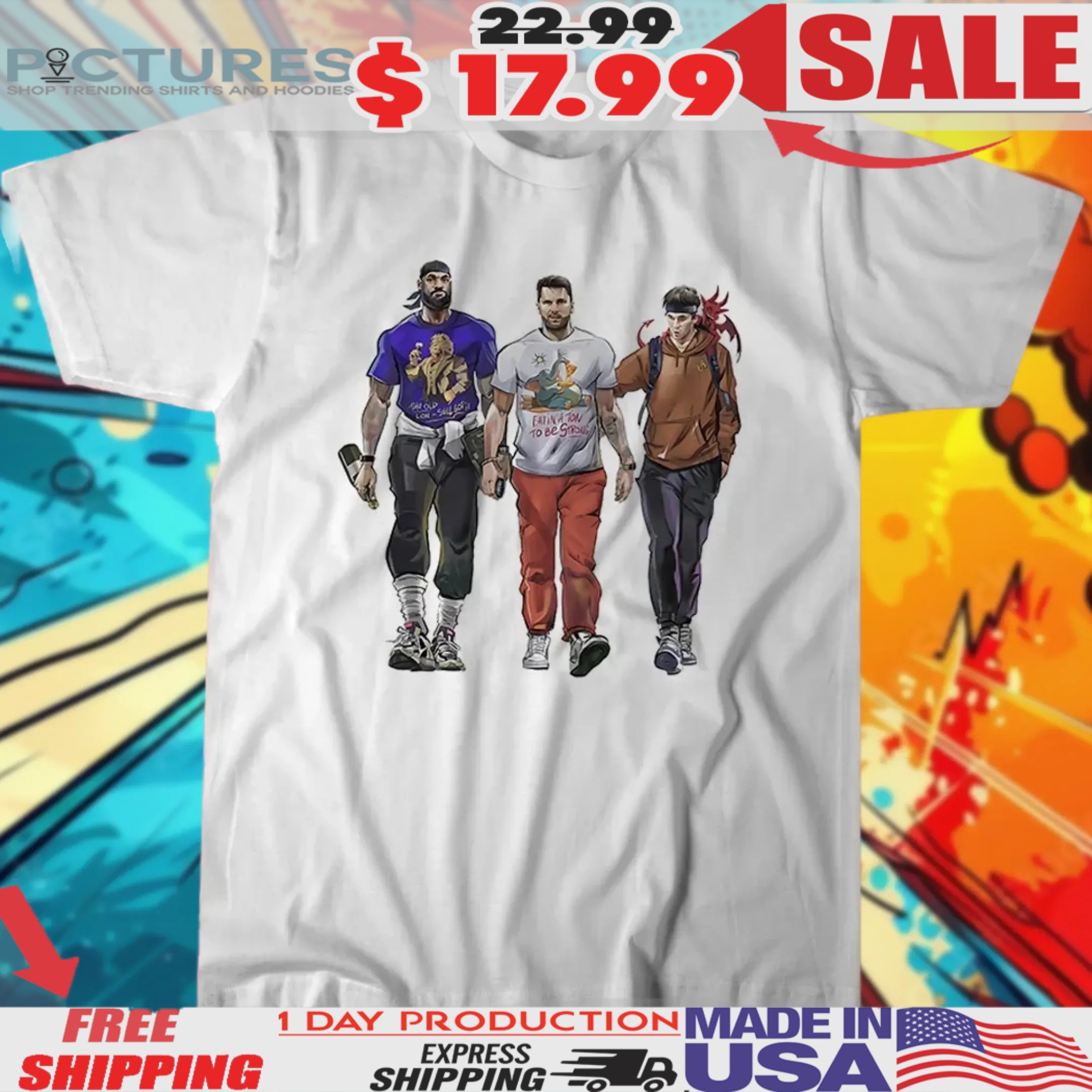 Lakers 2025 Nba Playoffs Luka Doncic Lebron James And Austin Reaves Comic Shirt