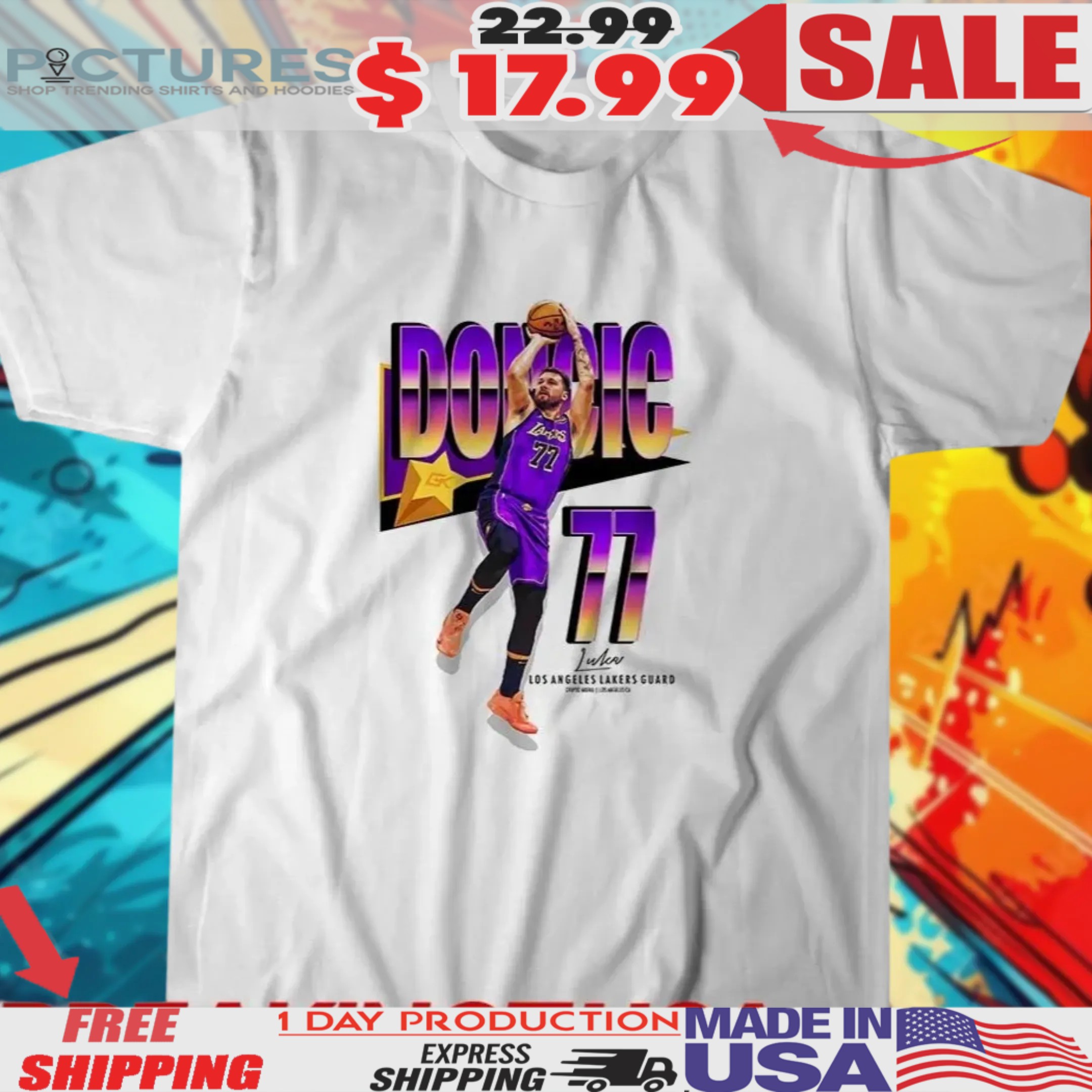 Luka Doncic 77 Los Angeles Lakers guard signature shirt