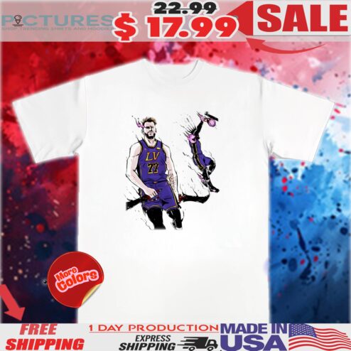 Luka Dončić 77 to LeBron iconic LA Lakers comic shirt