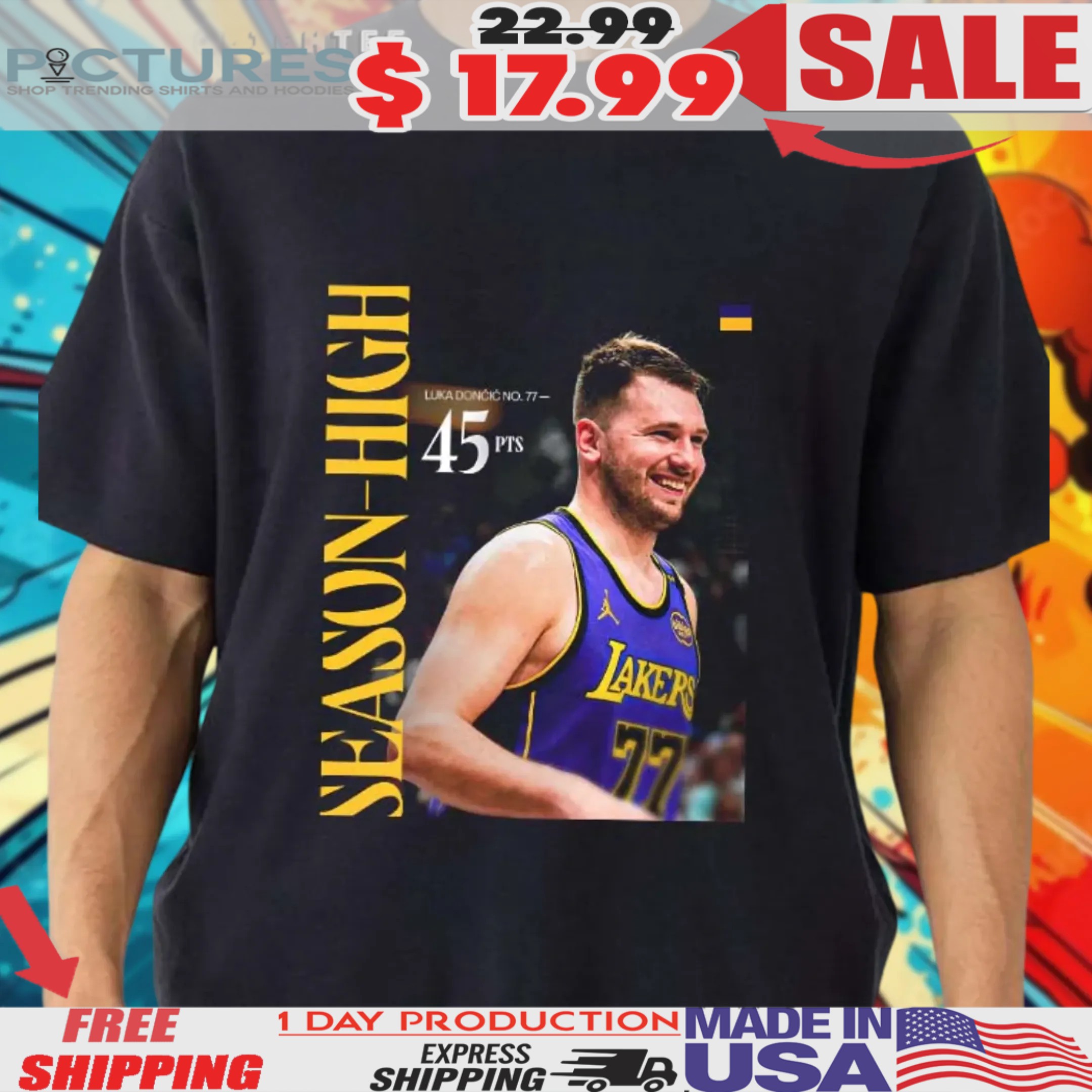 Luka Doncic Los Angeles Lakers 45 Points Season High NBA 2025 Shirt