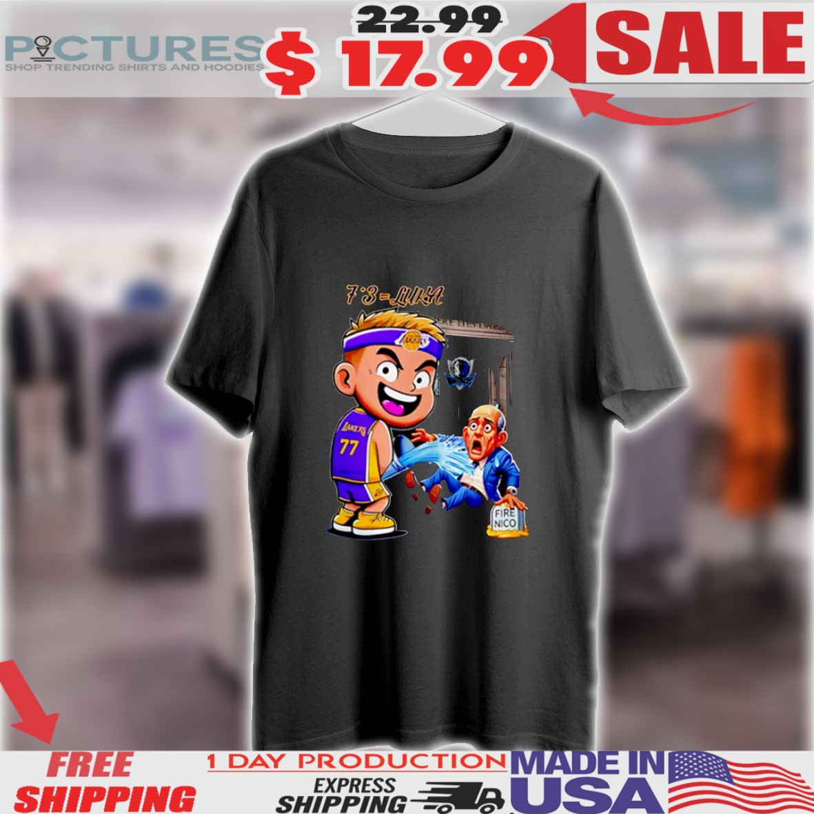 Luka Kicked Dallas Fire Nico Cartoon Shirt