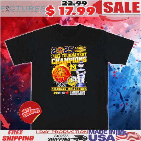 Michigan Wolverines 2025 Big Tournament Champions Score Shirt