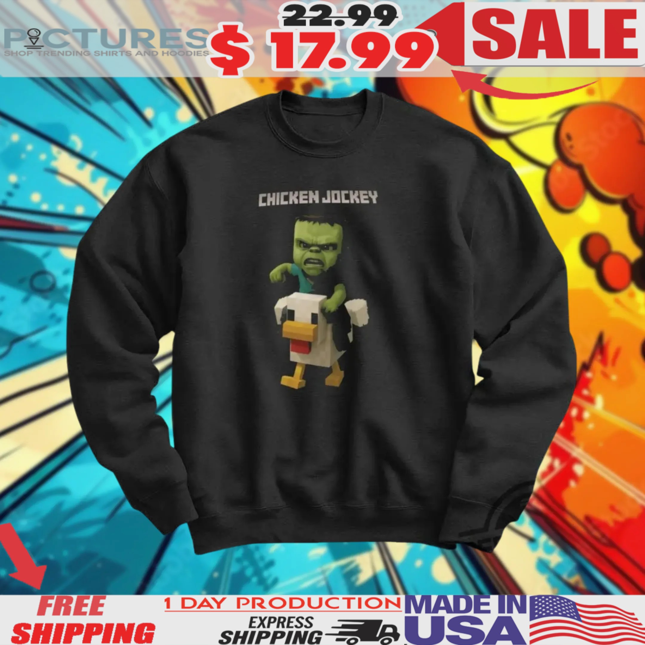 Minecraft Movie Chicken Jockey Gamer Shirt