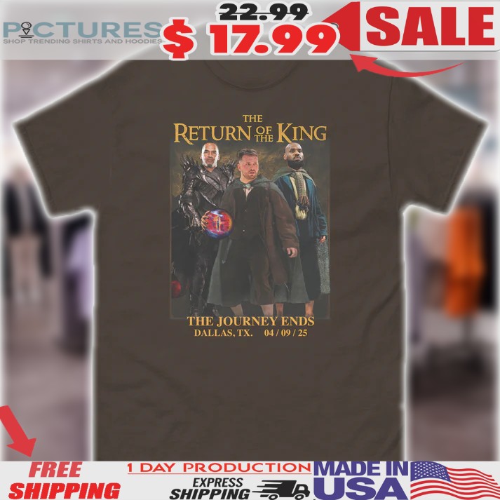 Nico Harrison Luka Dončić And Lebron James The Return Of The King The Journey Ends Dallas Tx Parody Shirt Nico Harrison Luka Dončić And Lebron James The Return Of The King The Journey Ends Dallas Tx Parody Shirt