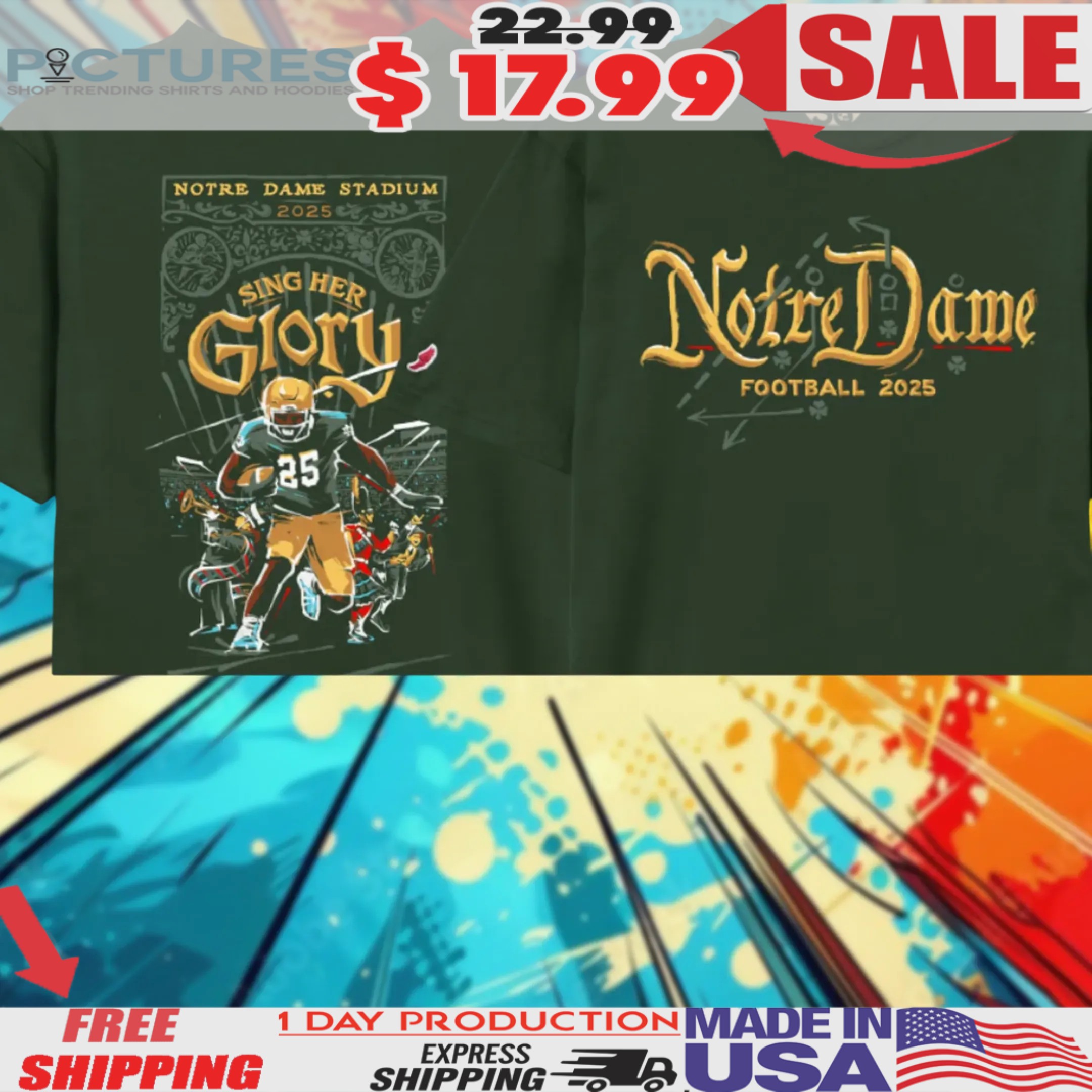 Notre Dame Fighting Irish Stadium 2025 Sing Her Glory Shirt