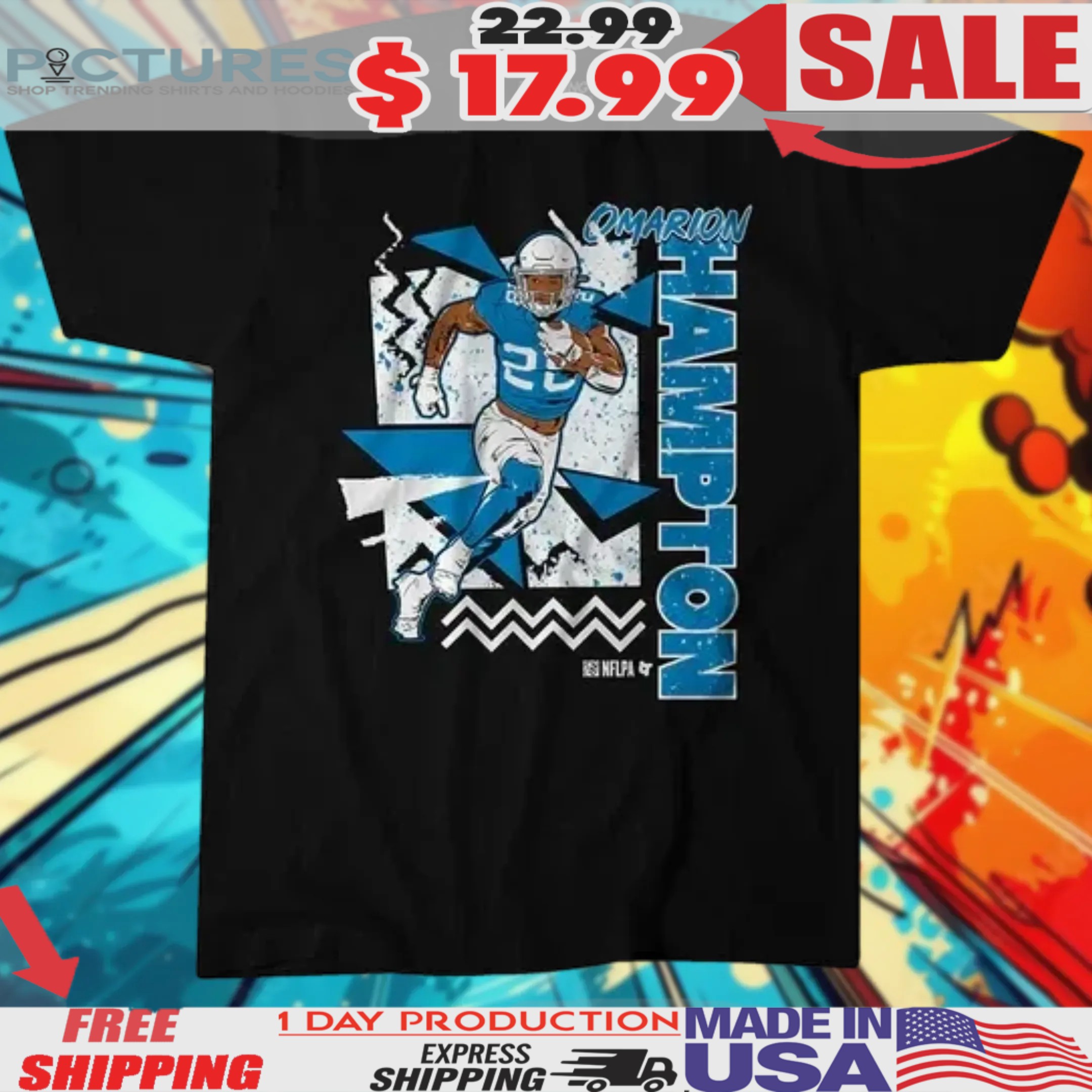 Omarion Hampton Los Angeles Chargers 90s Style Shirt Omarion Hampton Los Angeles Chargers 90s Style Shirt