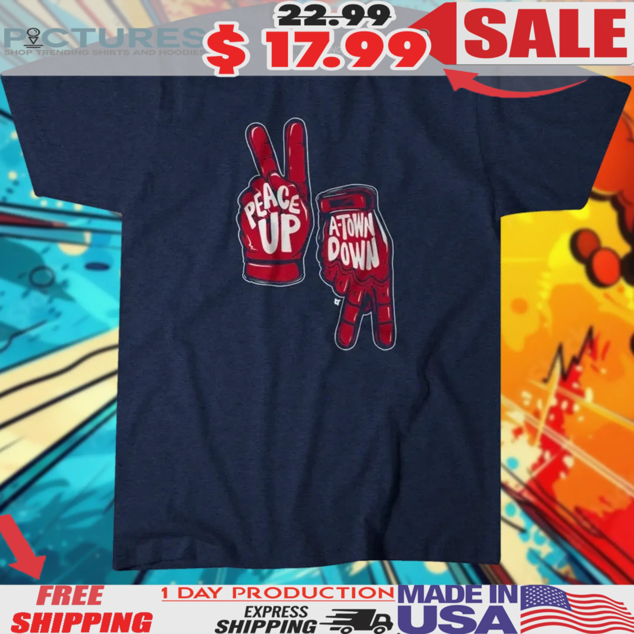 Peace Up A-town Down Gloves Shirt