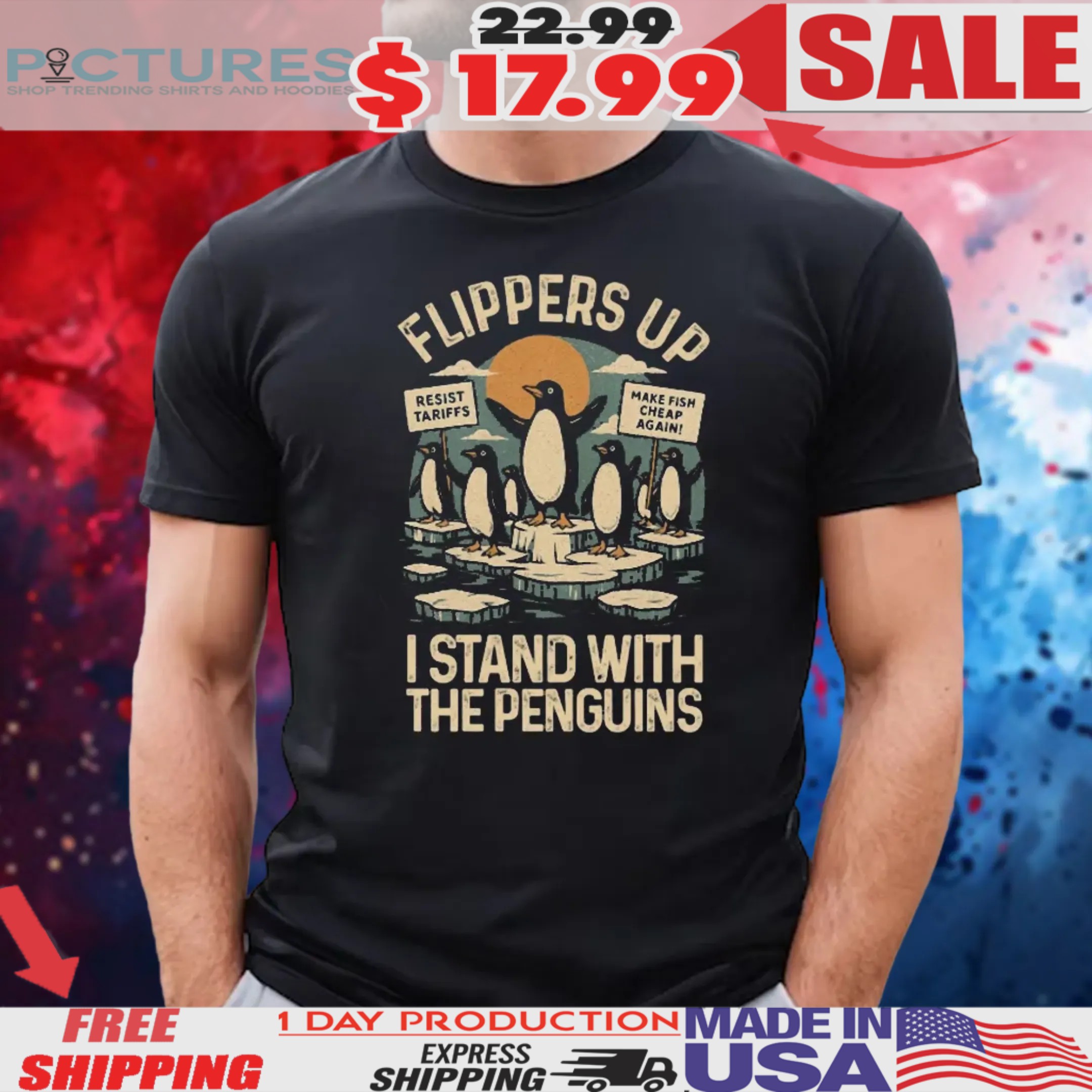 Penguins Resist Flippers Up I Stand With The Penguins Shirt