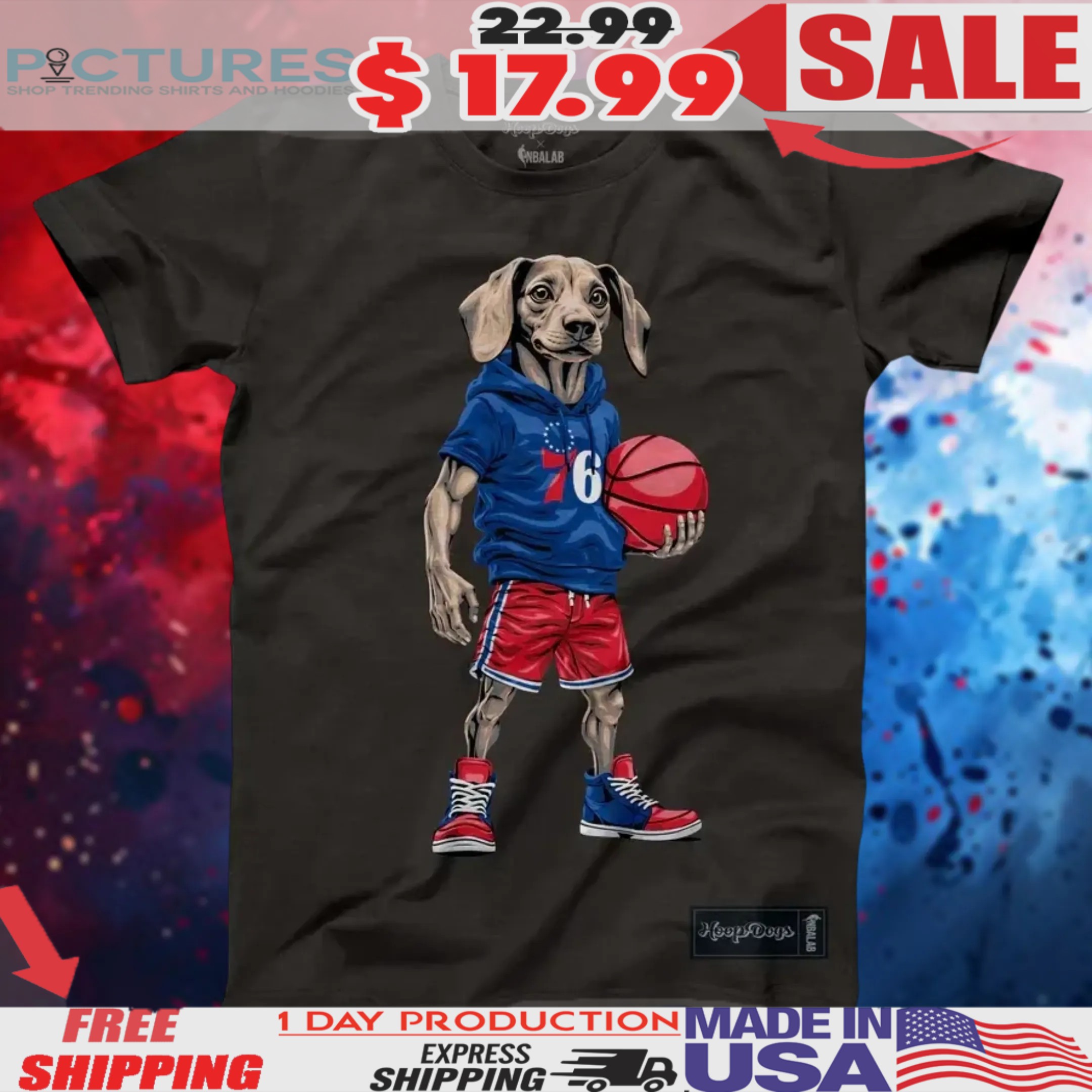Philadelphia 76ers Dachshund Dogs Hoop Dogs NBA Shirt