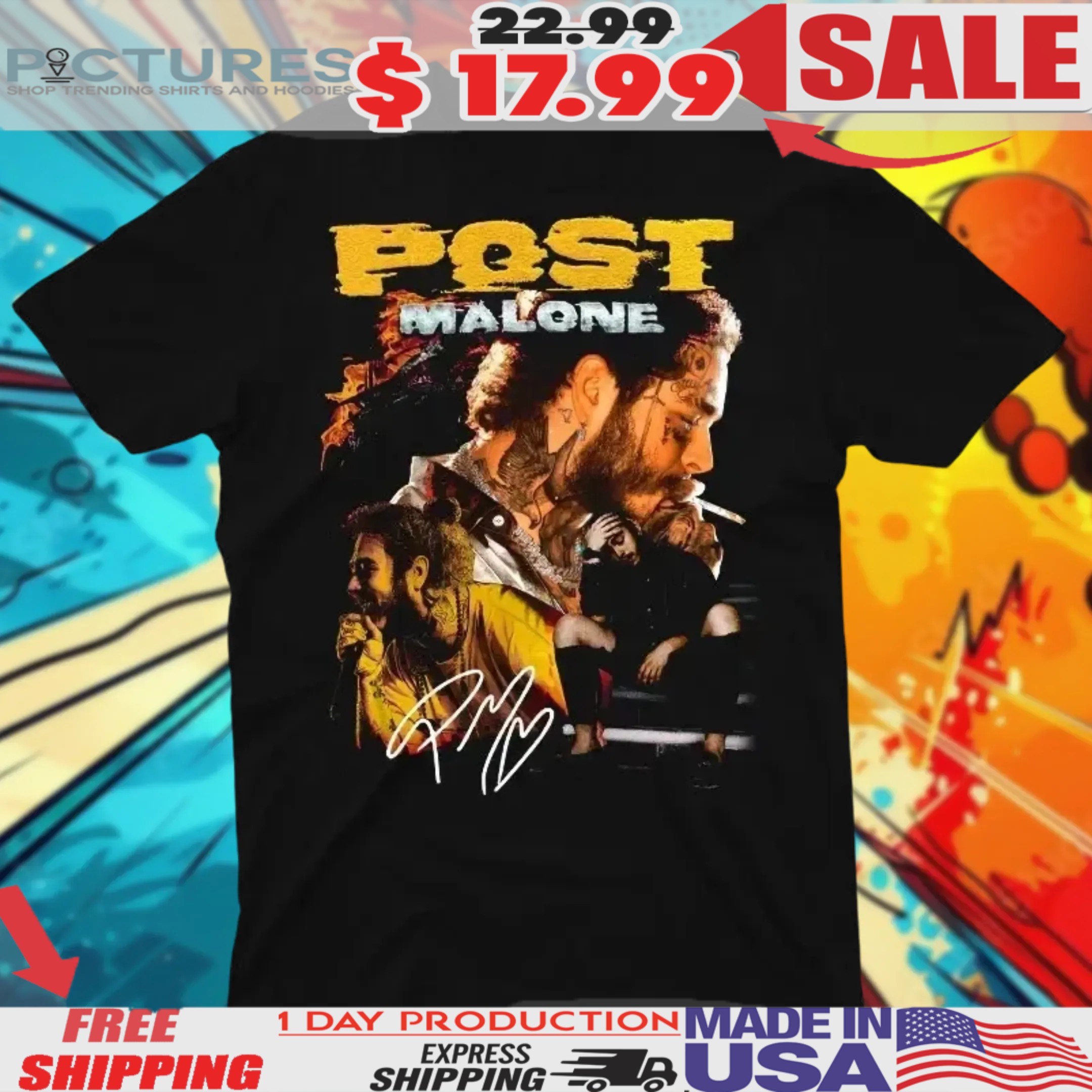 Post Malone Smoking Vintage Bootleg Signature Shirt