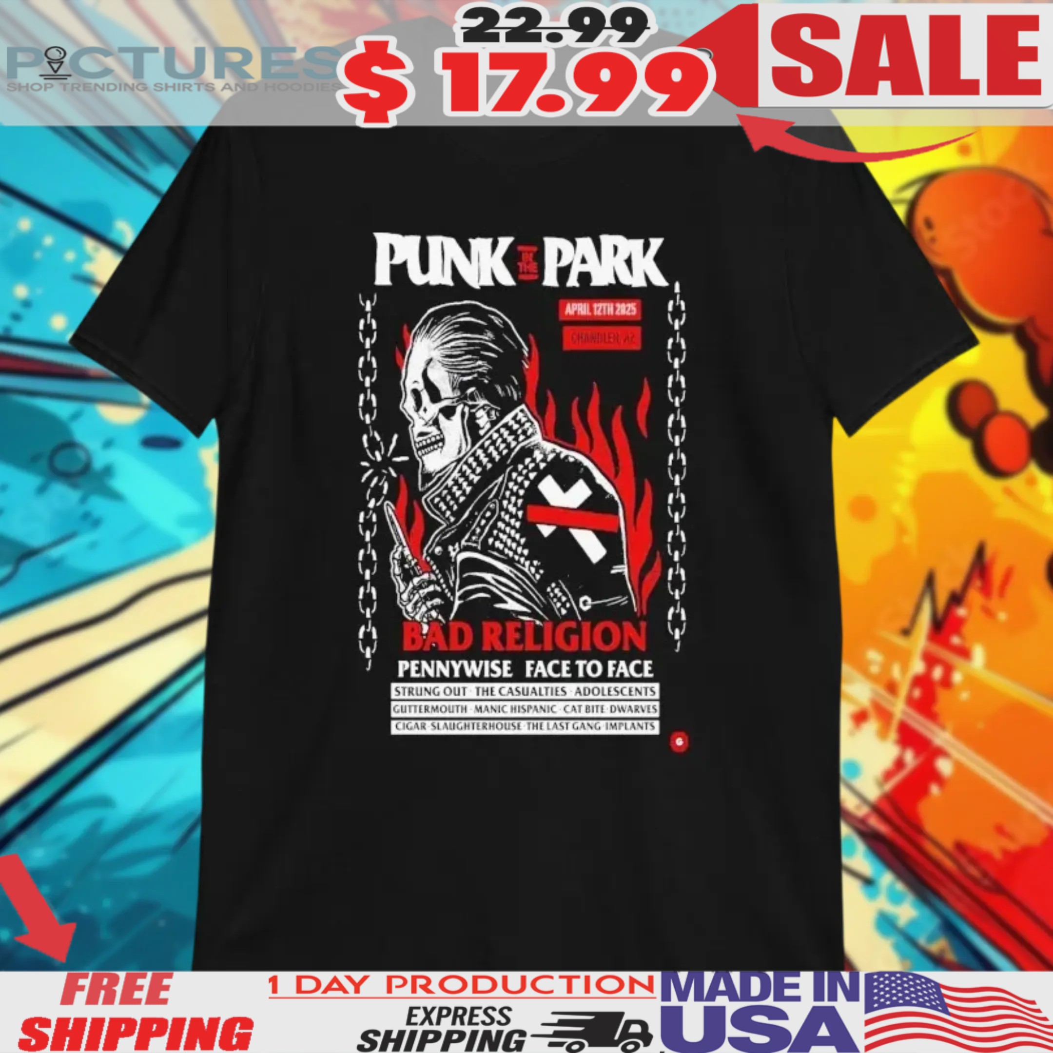 Punk In The Park Bad Religion Pennywise Face To Face Show April 12 2025 Wild Horse Pass Festival Grounds Poster Shirt