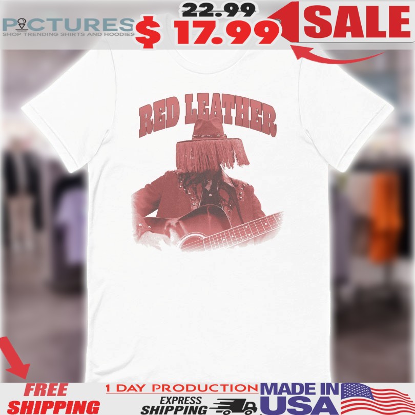 Red Leather Hat Guitar Shirt