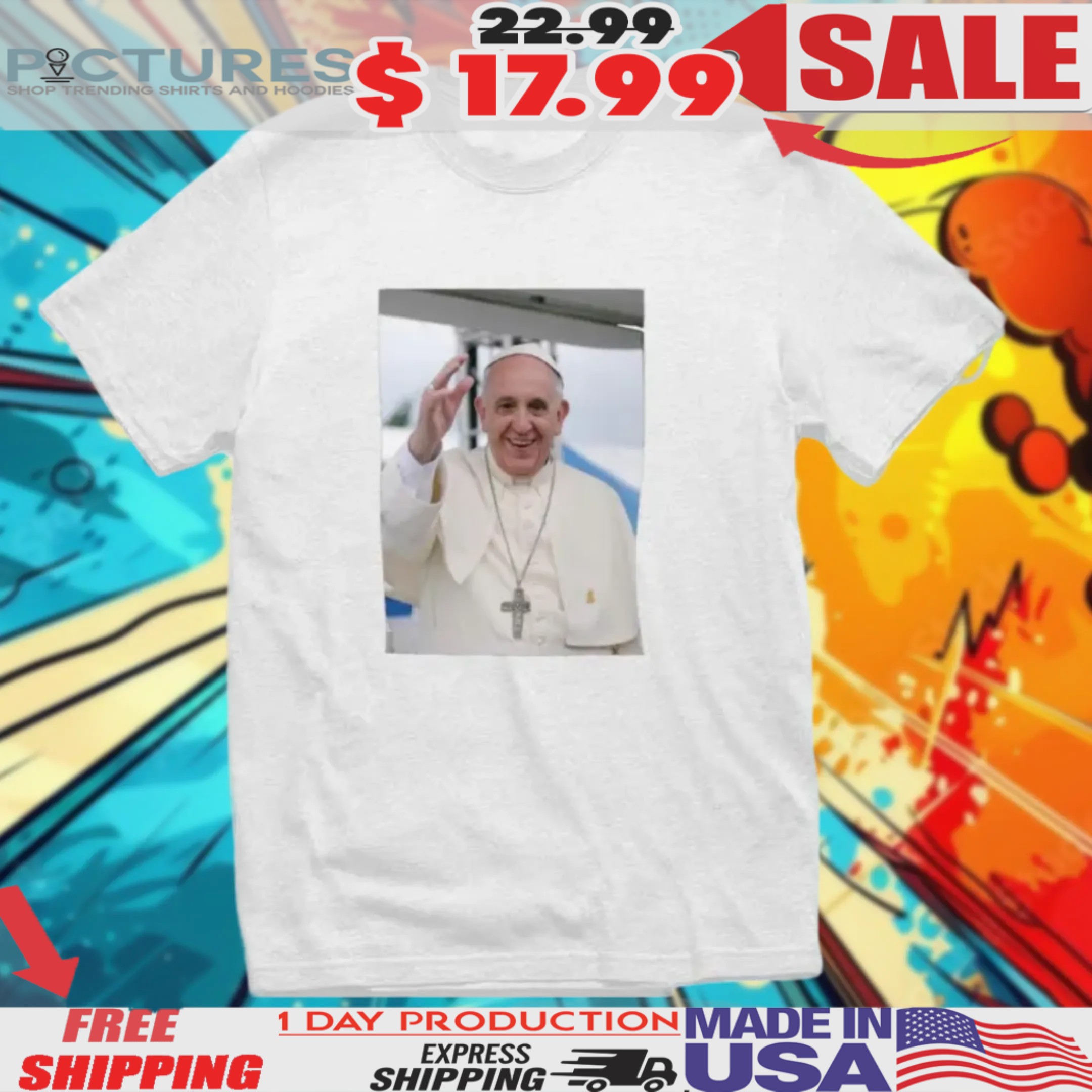 Rest In Peace Portrait Of Pope Francis 1936-2025 Shirt