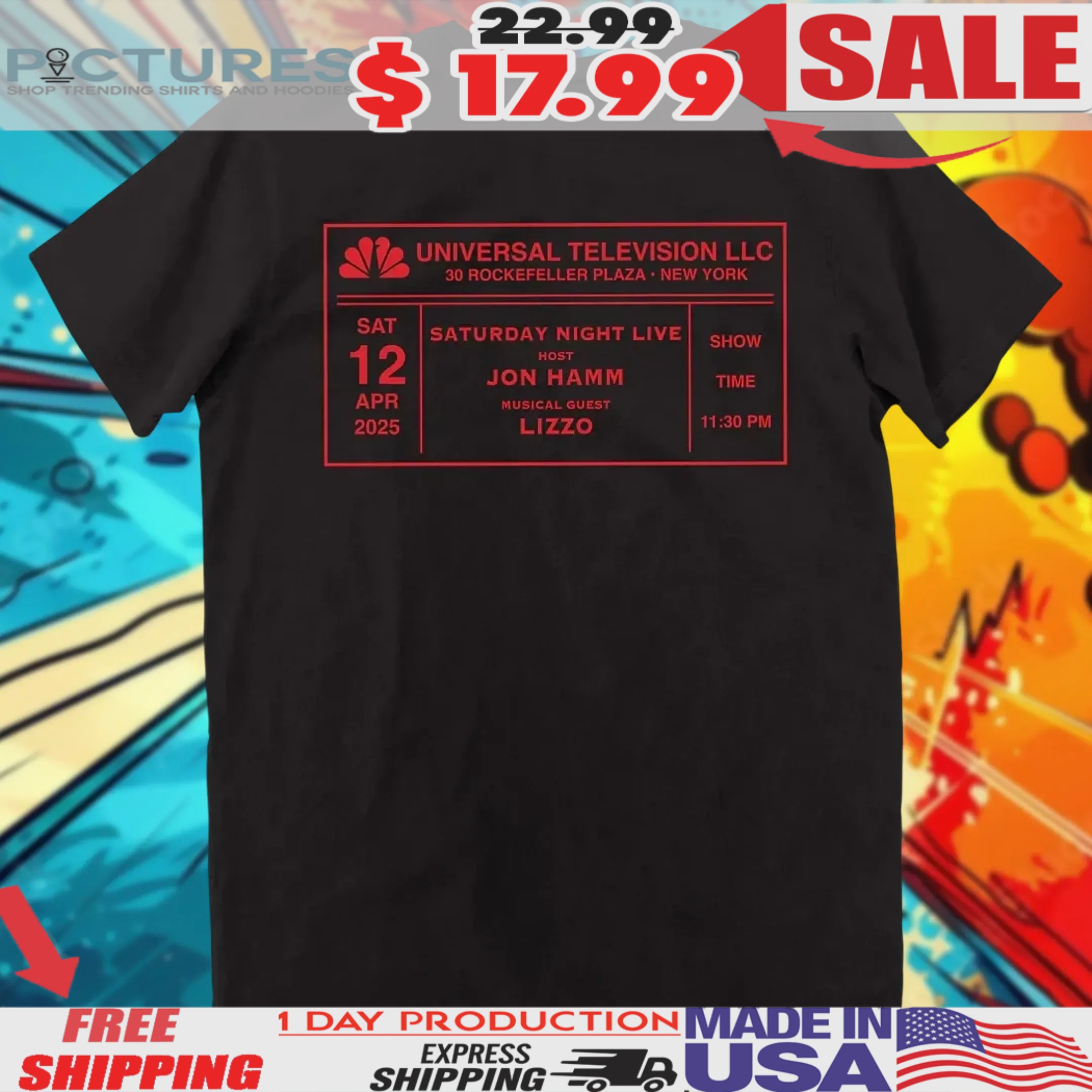 SNL 50 Concert Jon Hamm And Lizzo Saturday Night Live 12 Apr 2025 Shirt