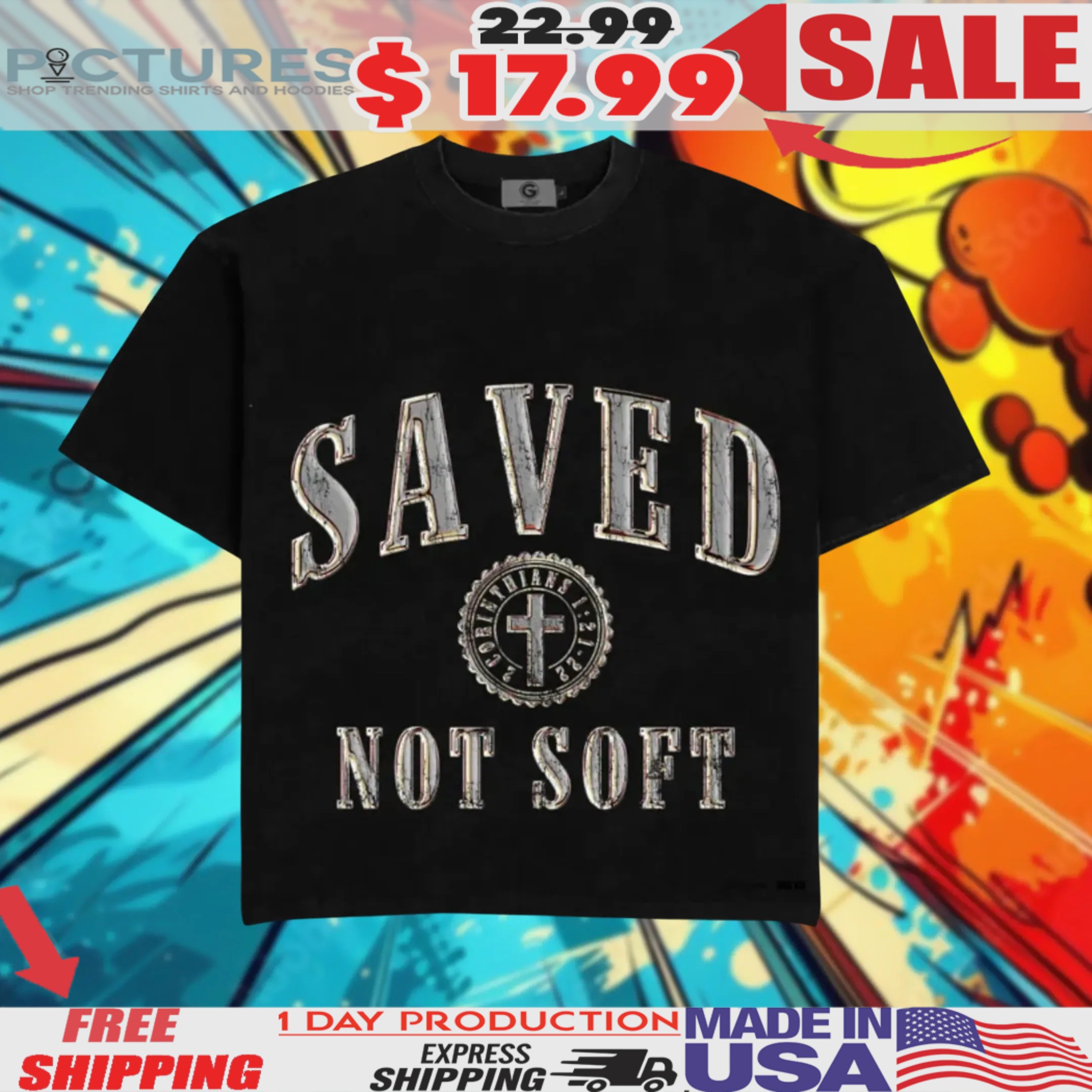 Saved Not Soft Chrome Boxy Christian Shirt