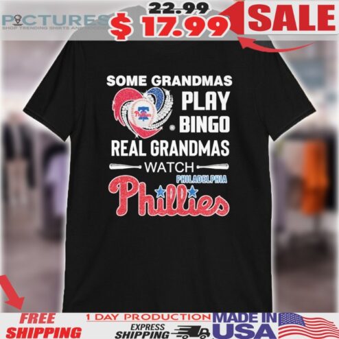 Some Grandpas Play Bingo Real Grandpas Watch Philadelphia Phillies Hockey Diamond Heart Shirt