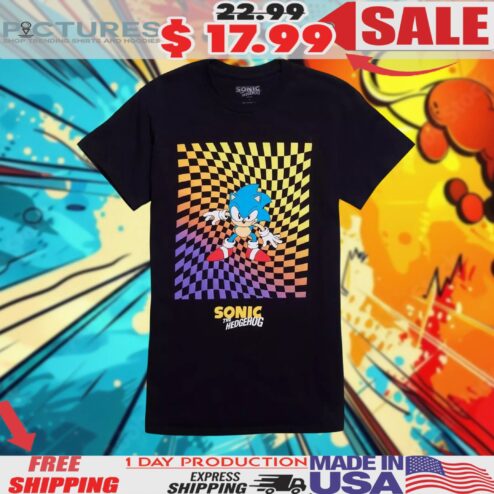 Sonic The Hedgehog Ombre Checkered Shirt