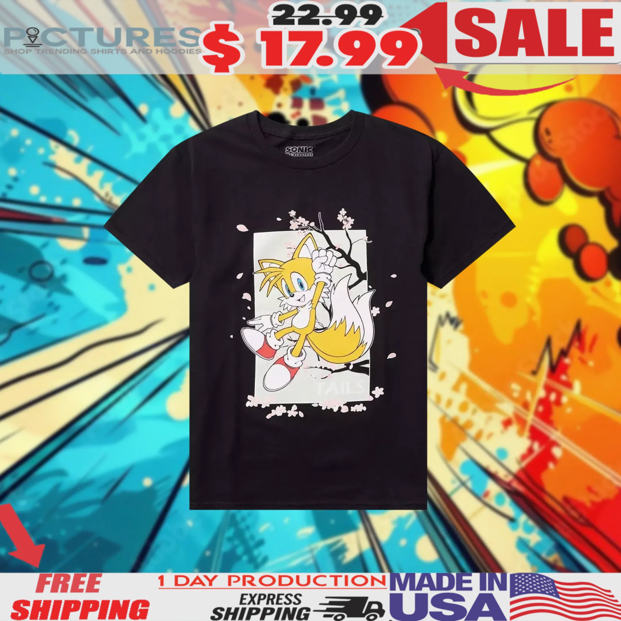 Sonic The Hedgehog Tails Sakura Shirt • Picturestees Clothing LLC