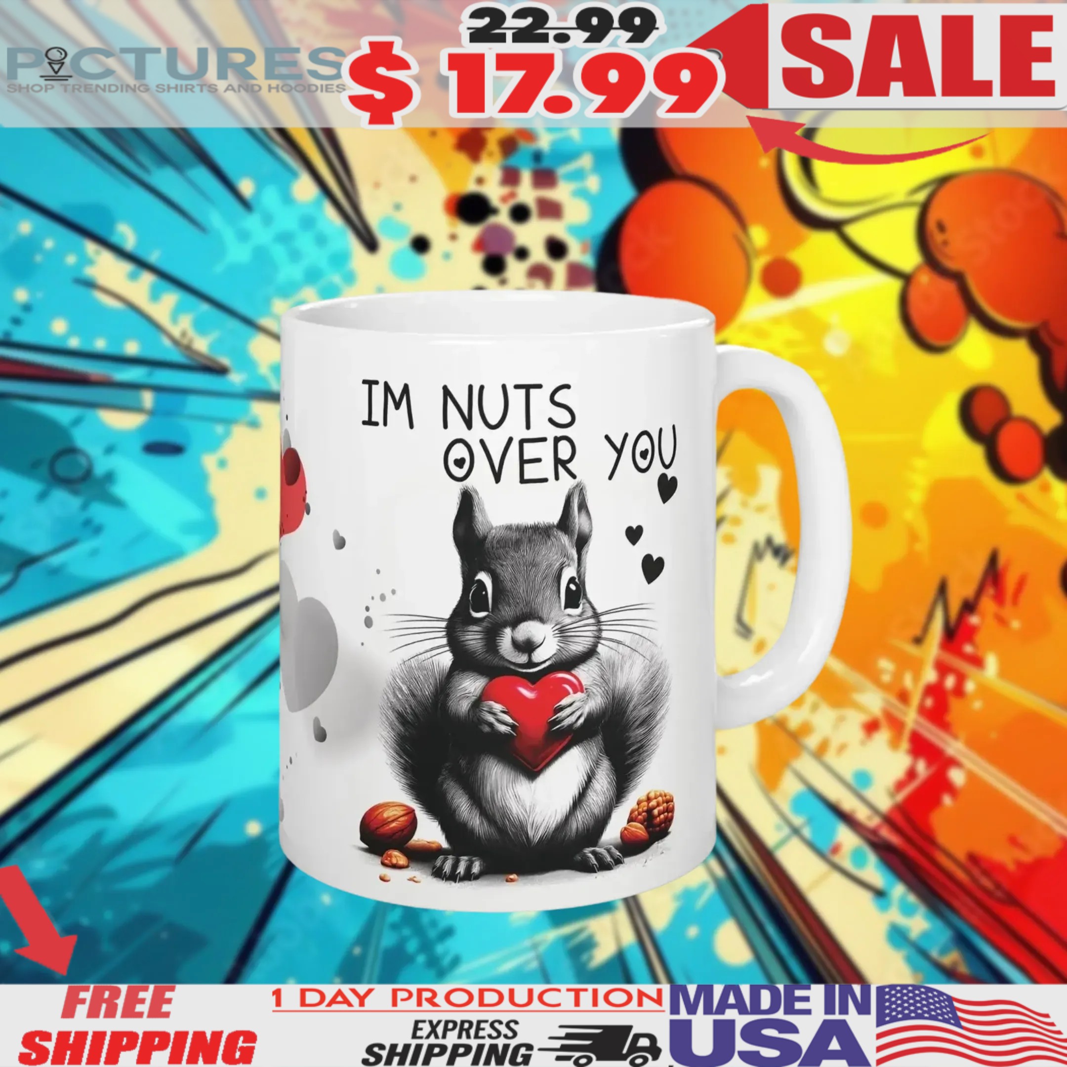Squirrel Hearts I'm Nuts Over You Ceramic Mug