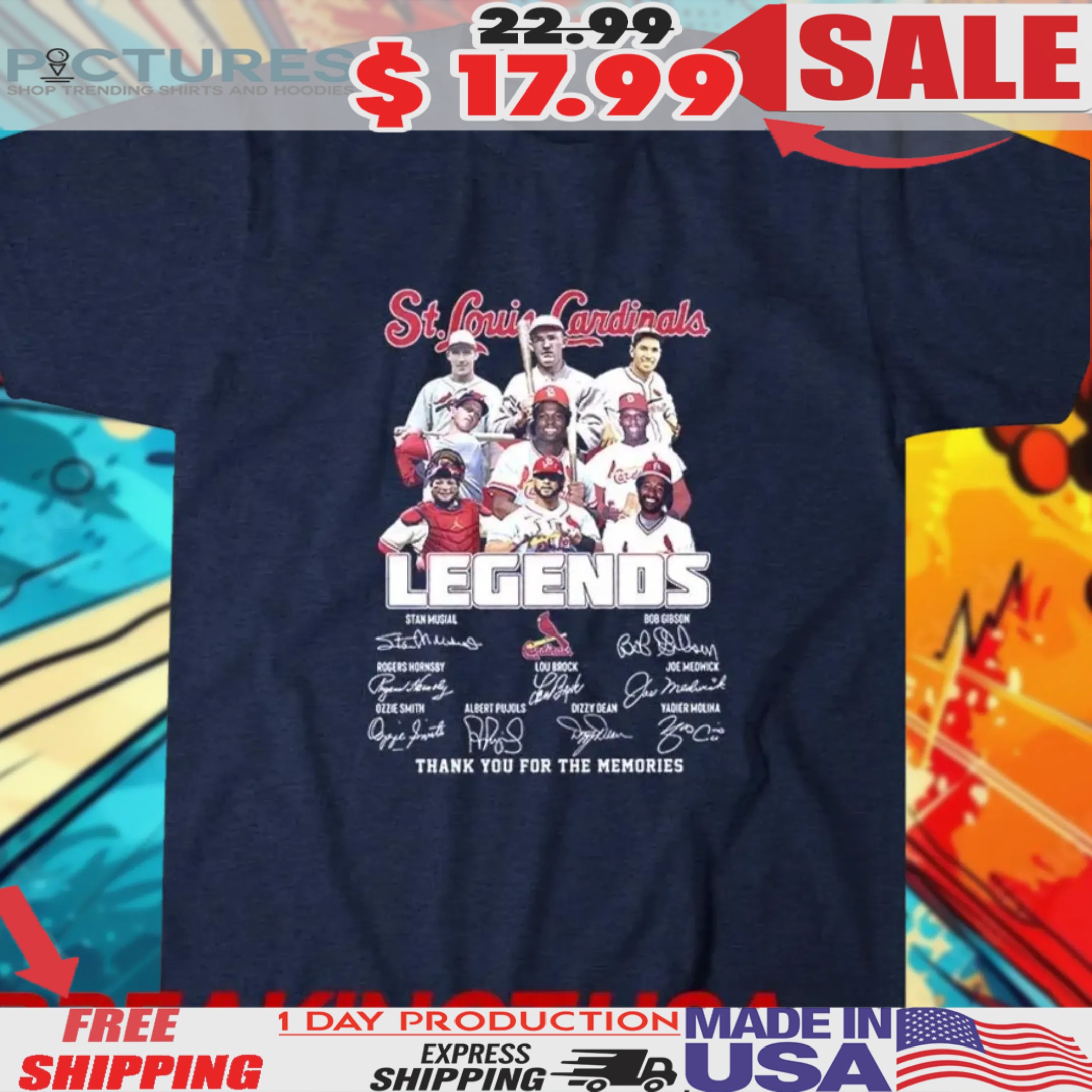 St. Louis Cardinals Legends Thank You For The Memories Signatures Shirt