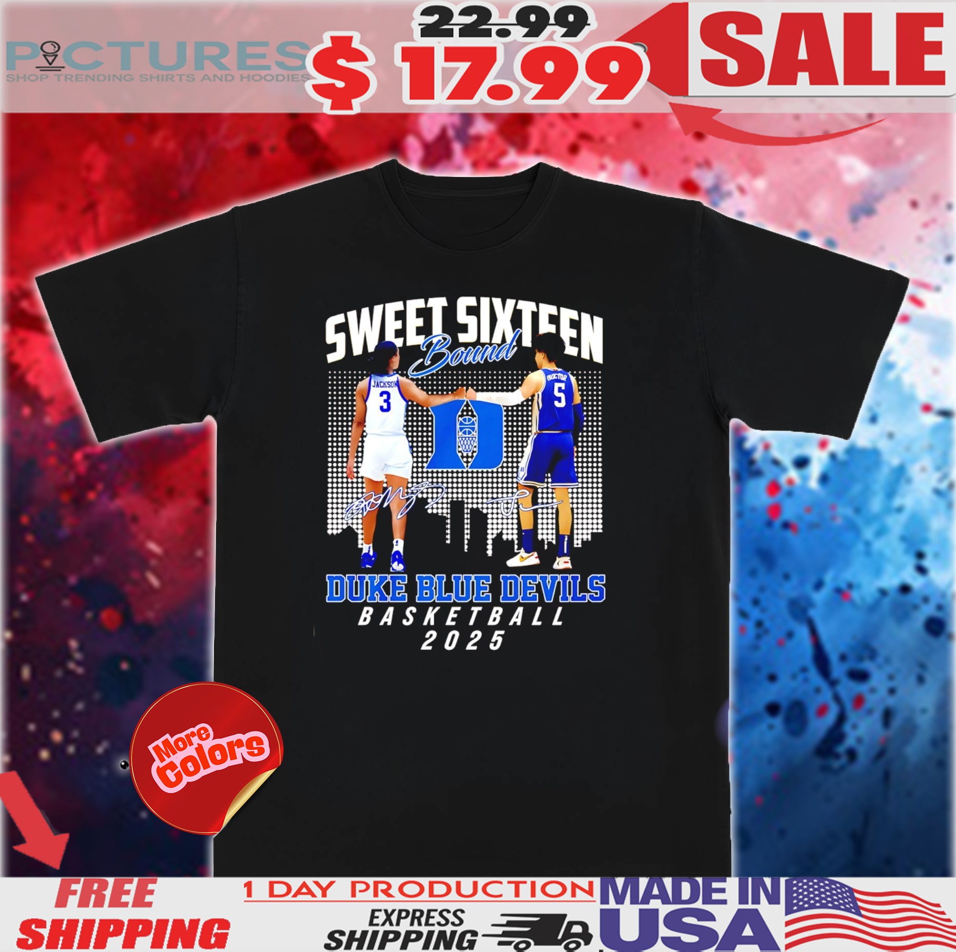 Sweet Sixteen Duke Blue Devils Men’s basketball 2025 city skyline signature shirt