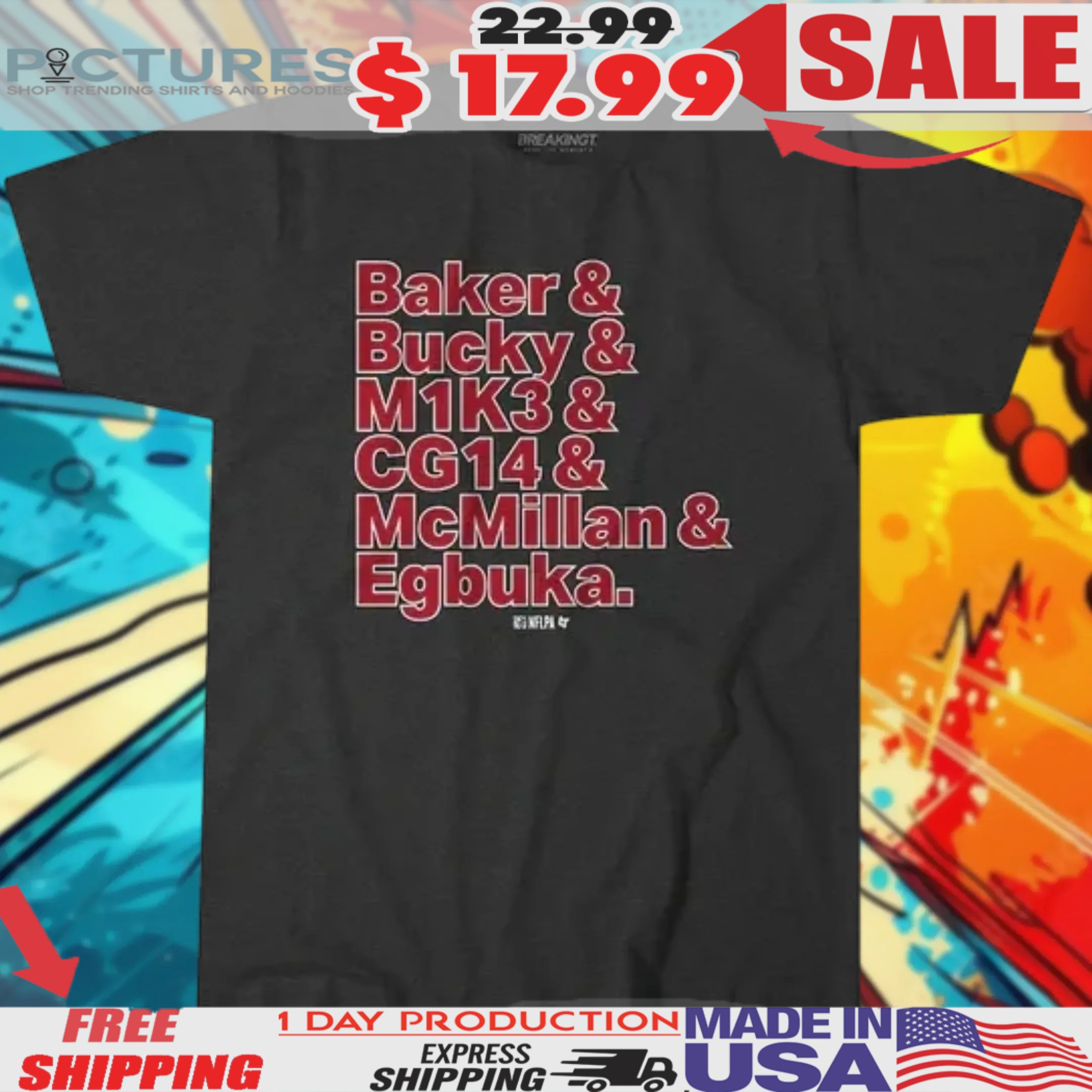 Tampa Bay Buccaneers Baker & Bucky & M1K3 & CG14 & McMillan & Egbuka Names Shirt