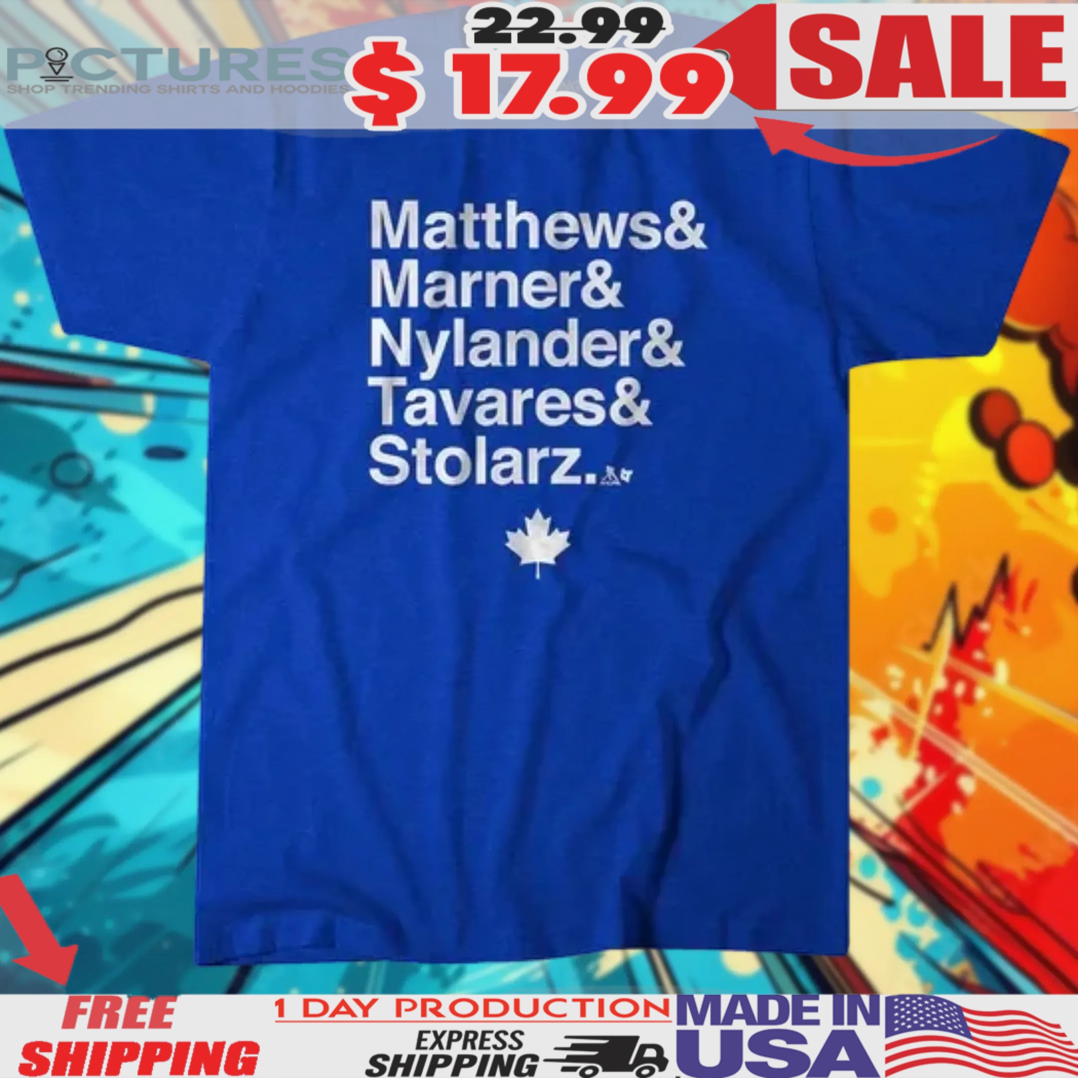 Toronto Maple Leafs Matthews & Marner & Nylander & Tavares & Stolarz Names Shirt