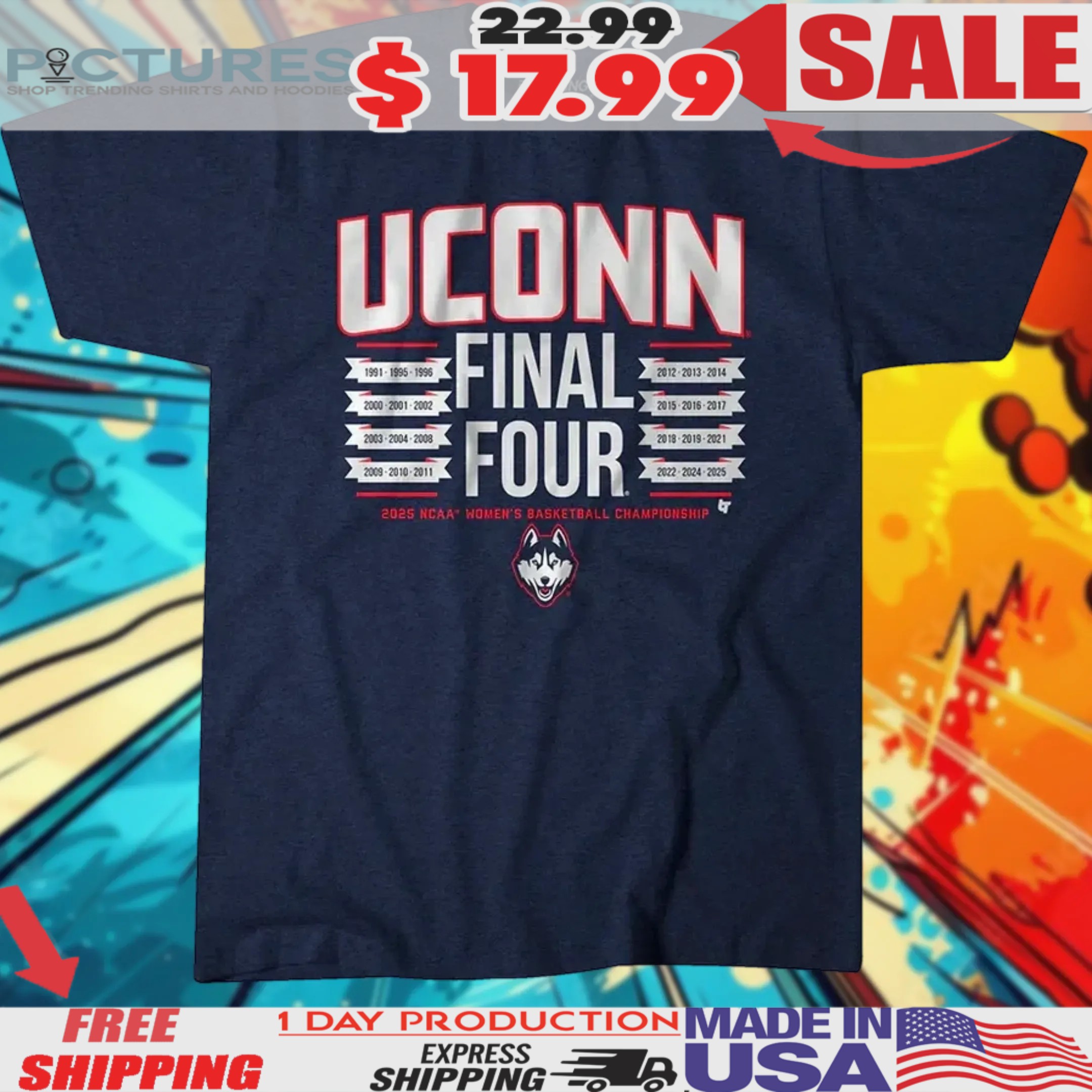 Uconn Huskies Women's Basketball All-time Final Fours Shirt