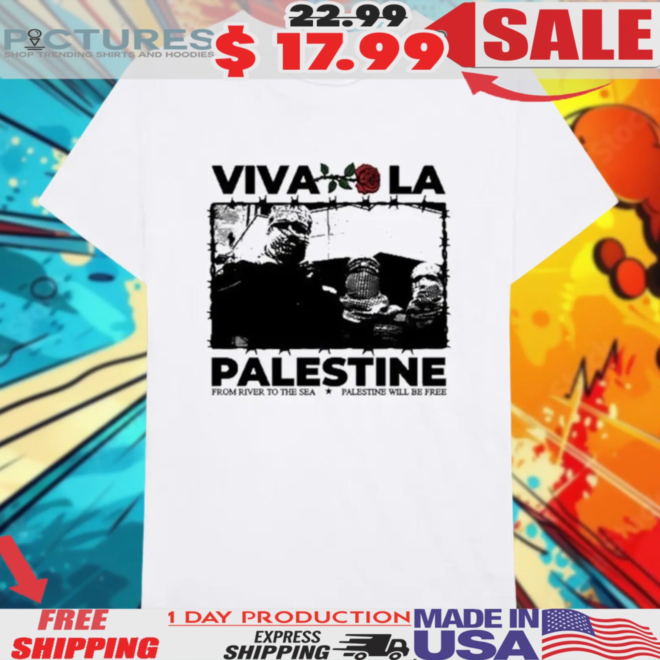 Vivala Palestine From River To The Sea Palestine Will Be Free Shirt