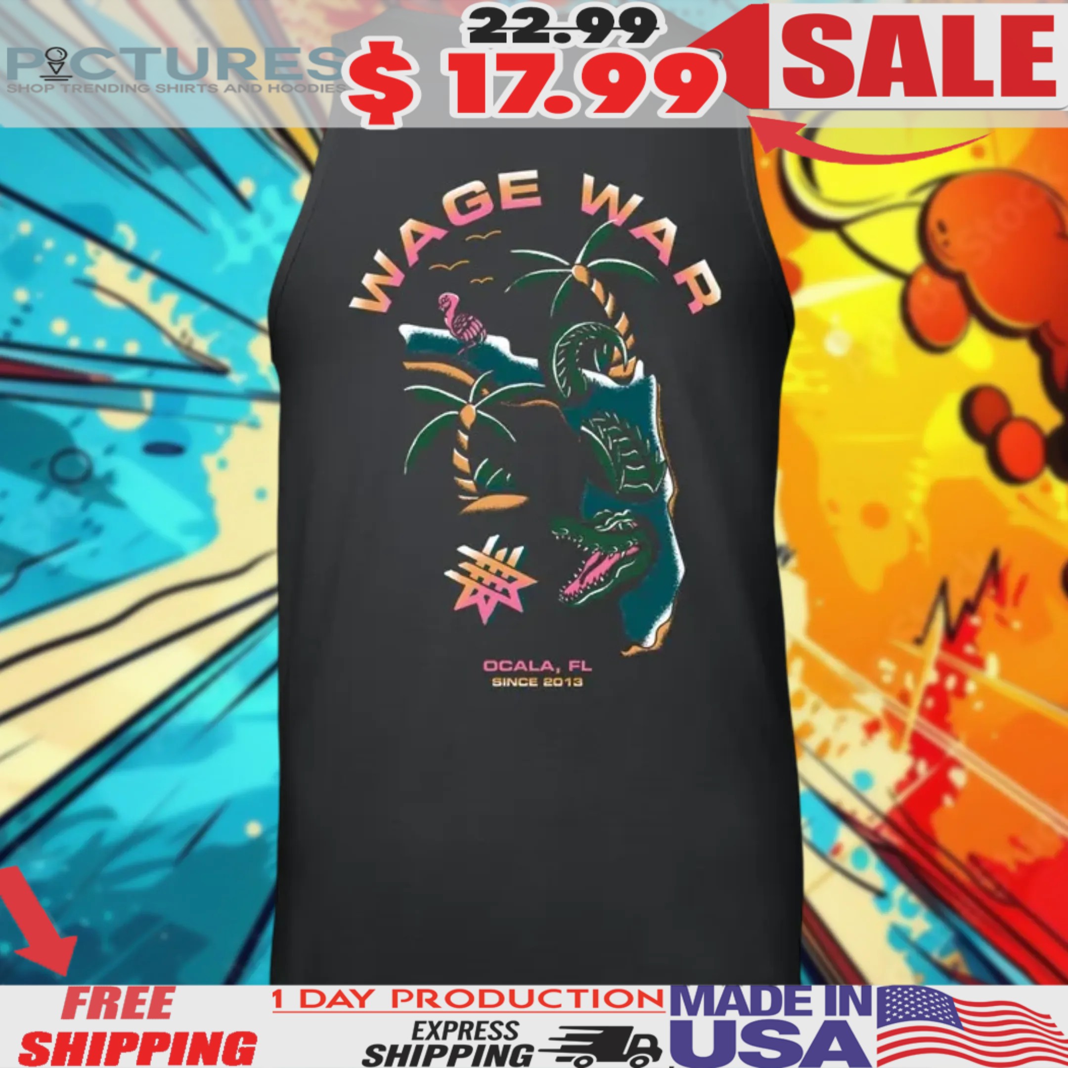 Wage War Ocala FL Swimming Gator Since 2013 Shirt