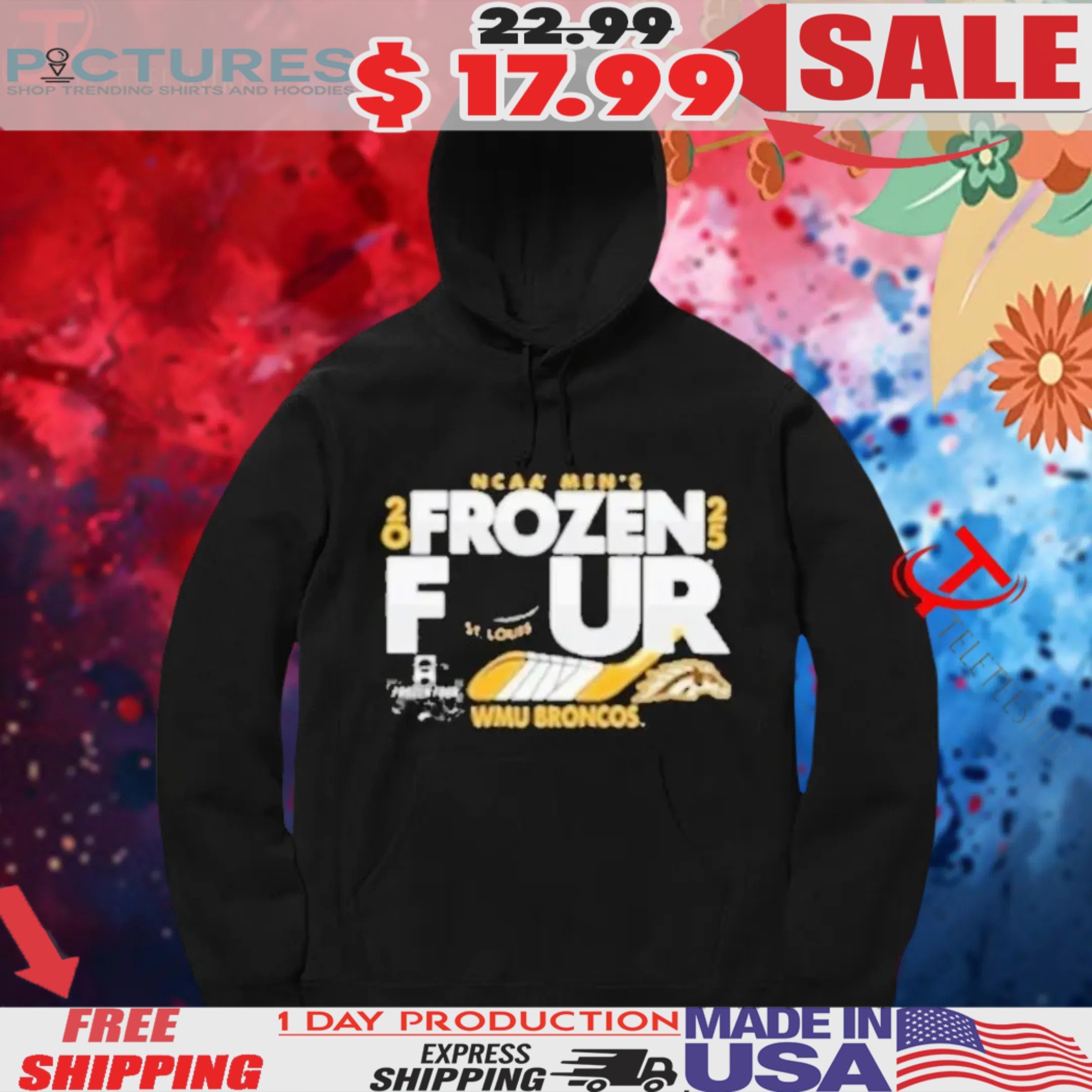 Western Michigan Broncos Frozen Four 2025 NCAA Men’s Hockey Champions St Louis Shirt