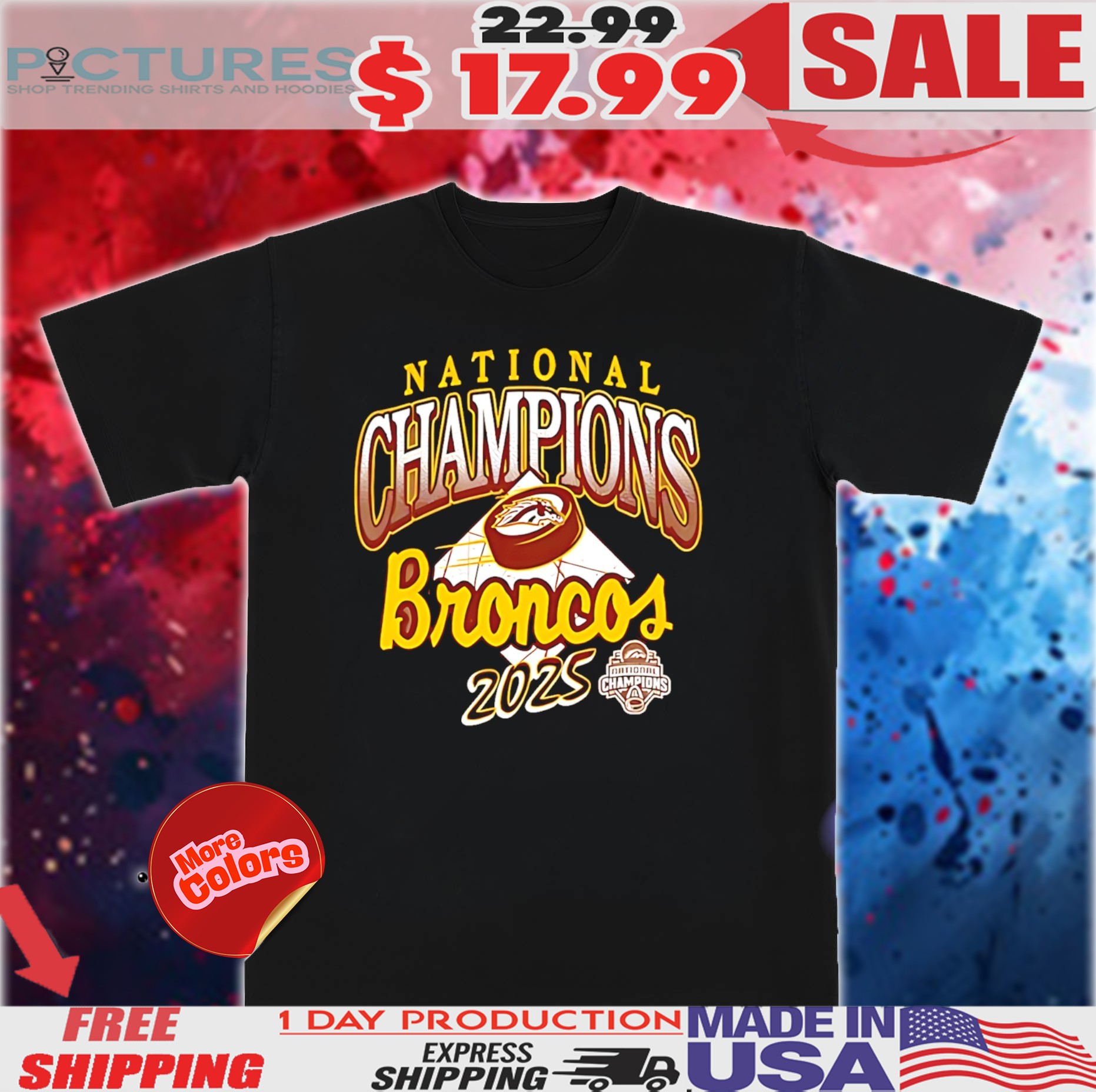 Western Michigan Broncos Hockey 2025 National Champions Ncaa Shirt