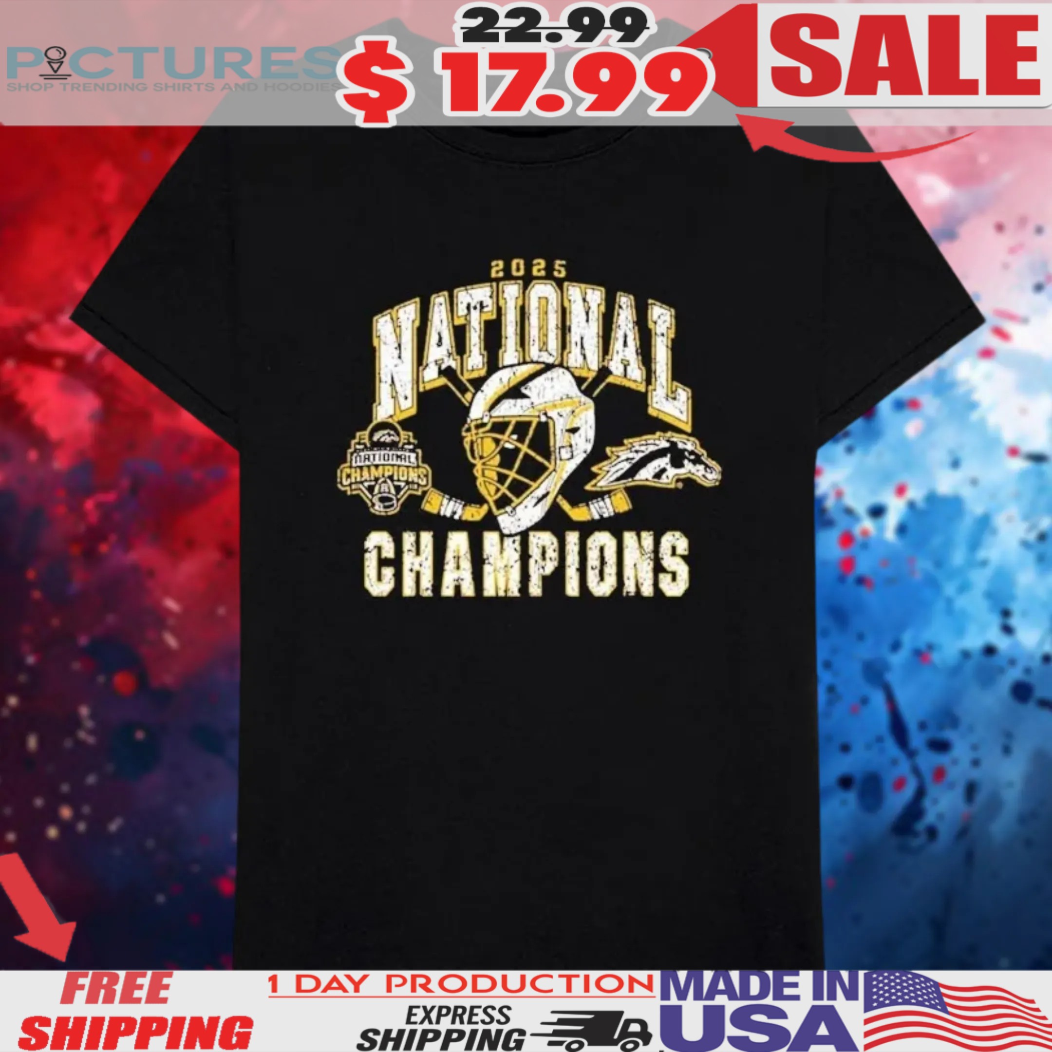 Western Michigan Broncos Summit Sportswear 2025 National Men’s Hockey Champions Hockey Shirt