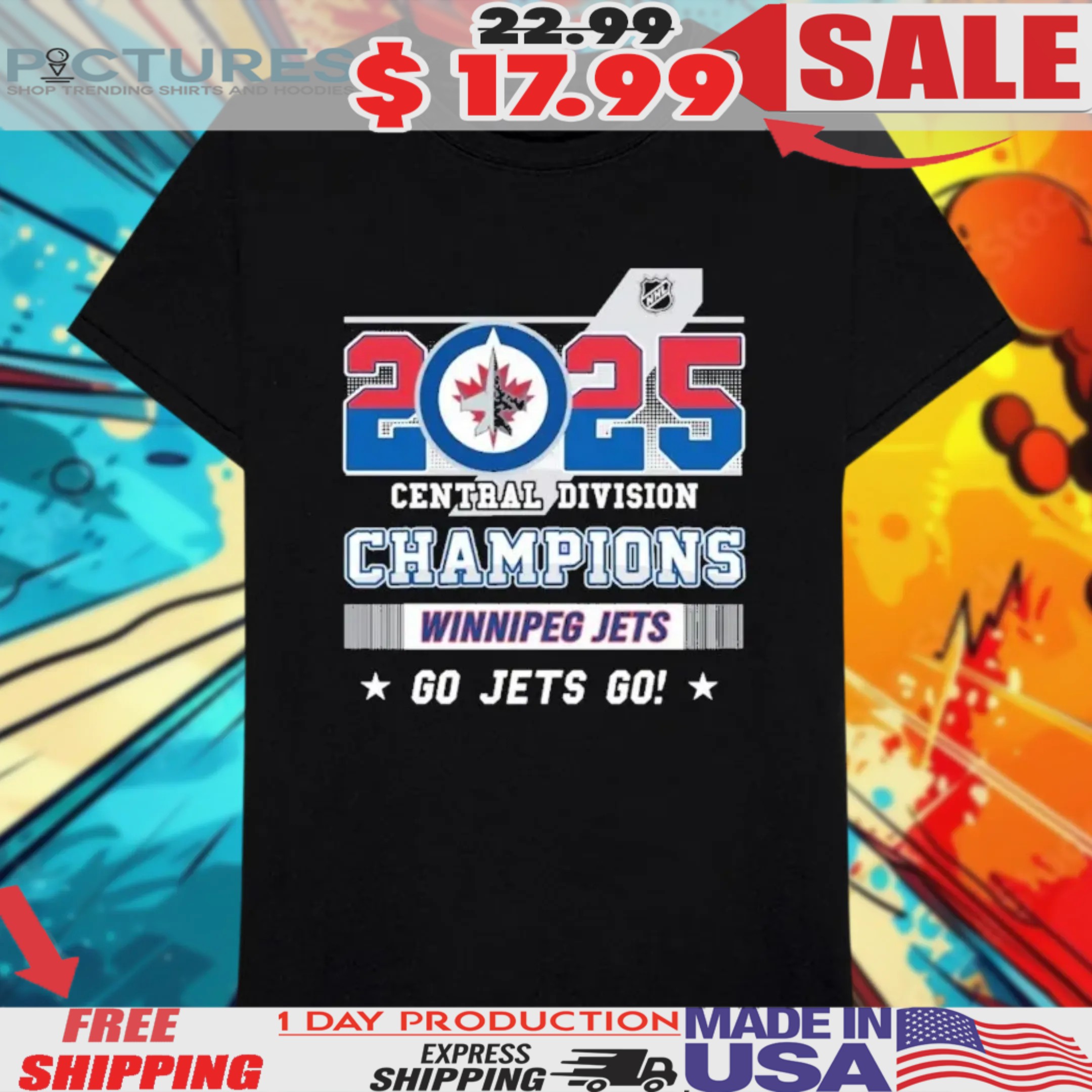 Winnipeg Jets 2025 NHL Central Division Champions Go Jets Go Shirt Winnipeg Jets 2025 NHL Central Division Champions Go Jets Go Shirt