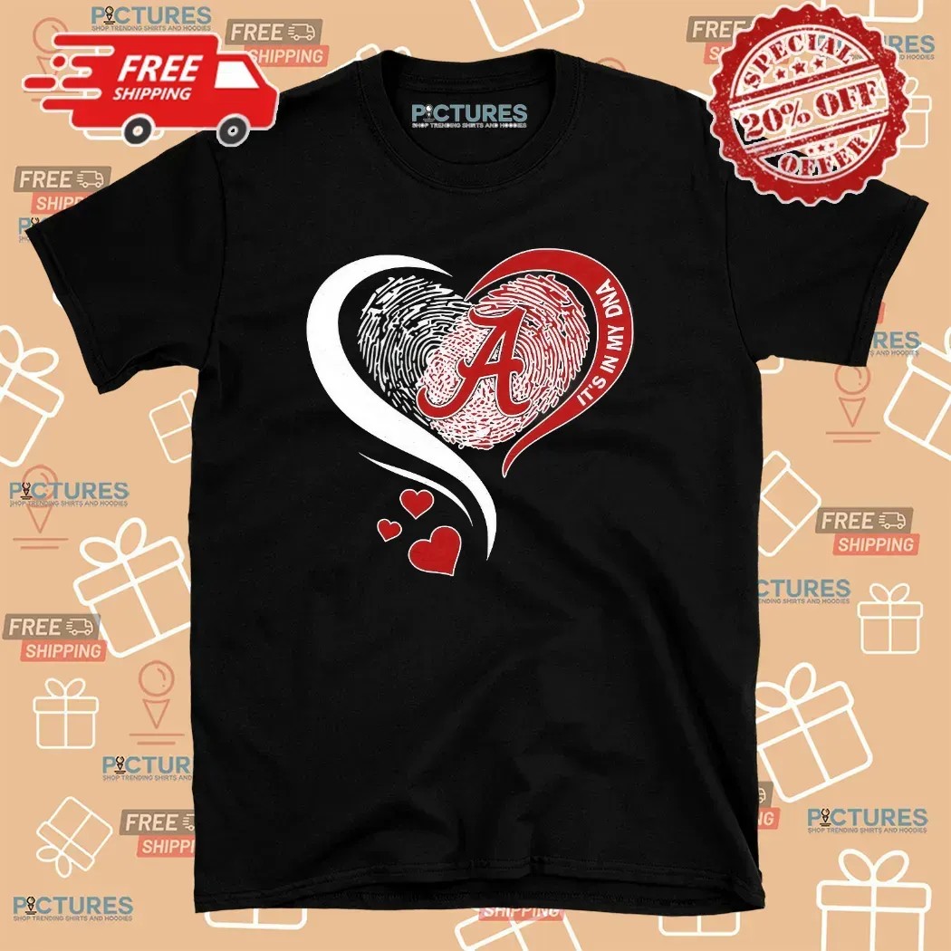 Alabama Crimson Tide It’s In My Dna Fingerprint Heart T Shirt