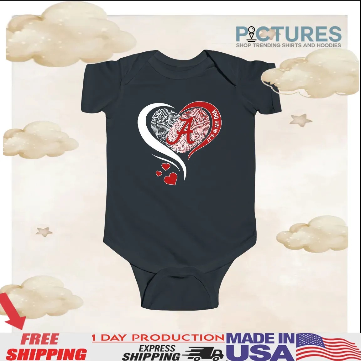 Alabama Crimson Tide It’s In My Dna Fingerprint Heart T Shirt