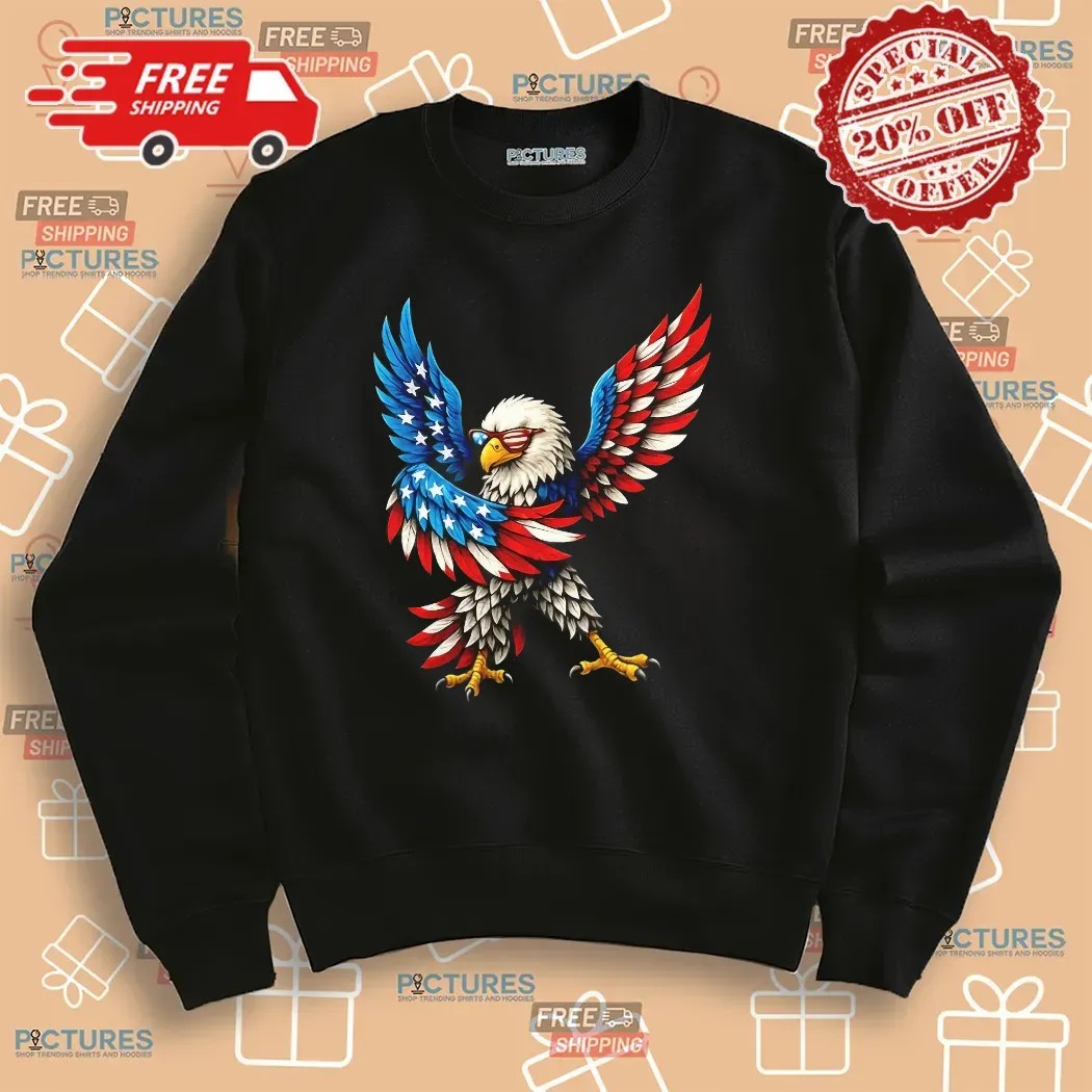 American Flag Dabbing Bald Eagle Patriotic 4th Of July T Shirt