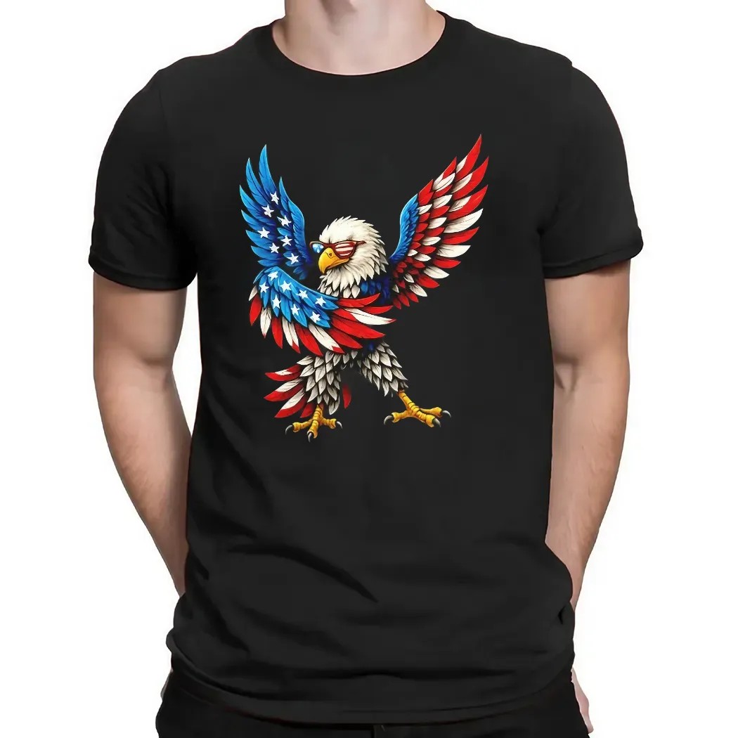 American Flag Dabbing Bald Eagle Patriotic 4th Of July T Shirt