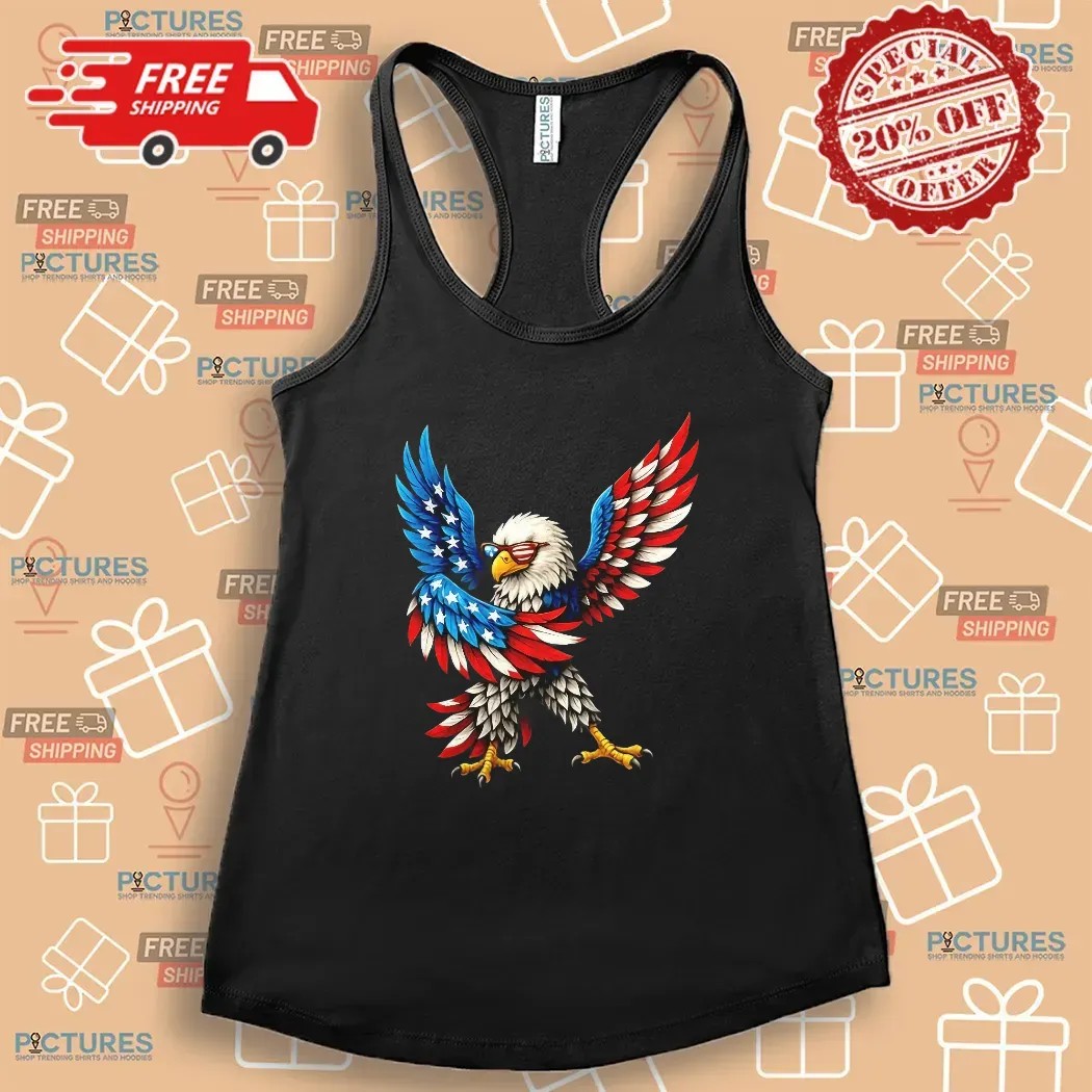 American Flag Dabbing Bald Eagle Patriotic 4th Of July T Shirt