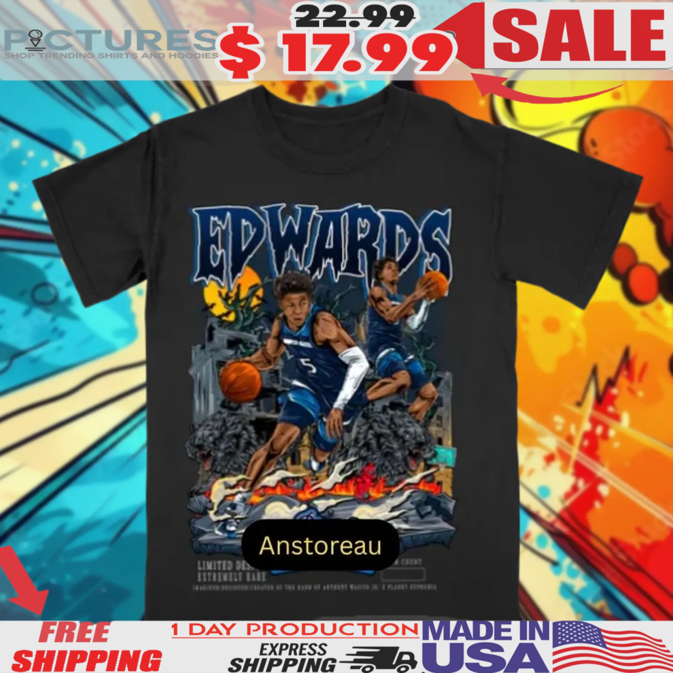 Anthony Edwards Homage Graphic Vintage Bootleg Shirt