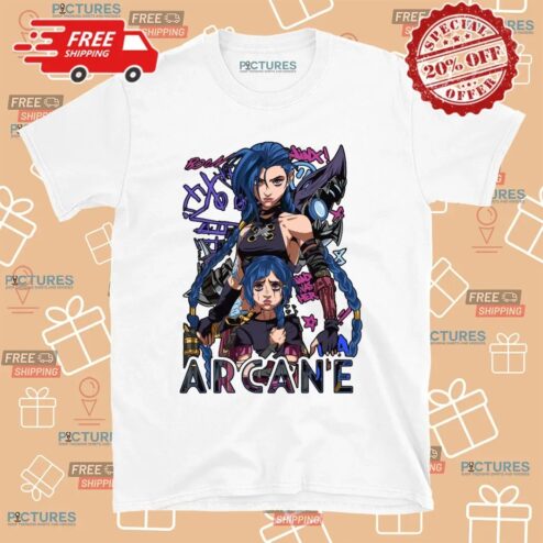 Arcane Jinx League of Legends Streetwear Anime Game Fan Merch T Shirt