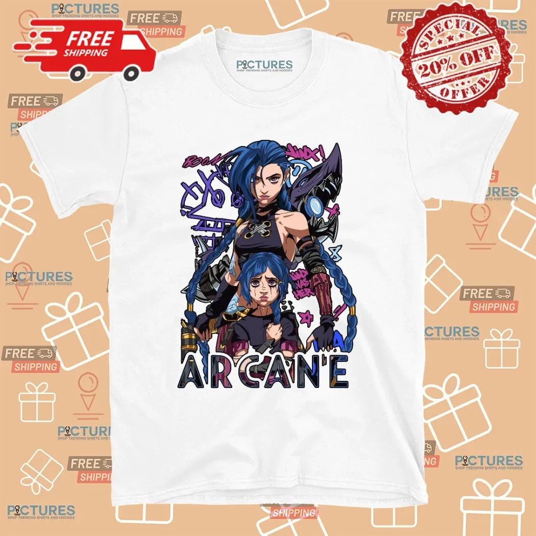 Arcane Jinx League of Legends Streetwear Anime Game Fan Merch T Shirt Arcane Jinx League of Legends Streetwear Anime Game Fan Merch T Shirt