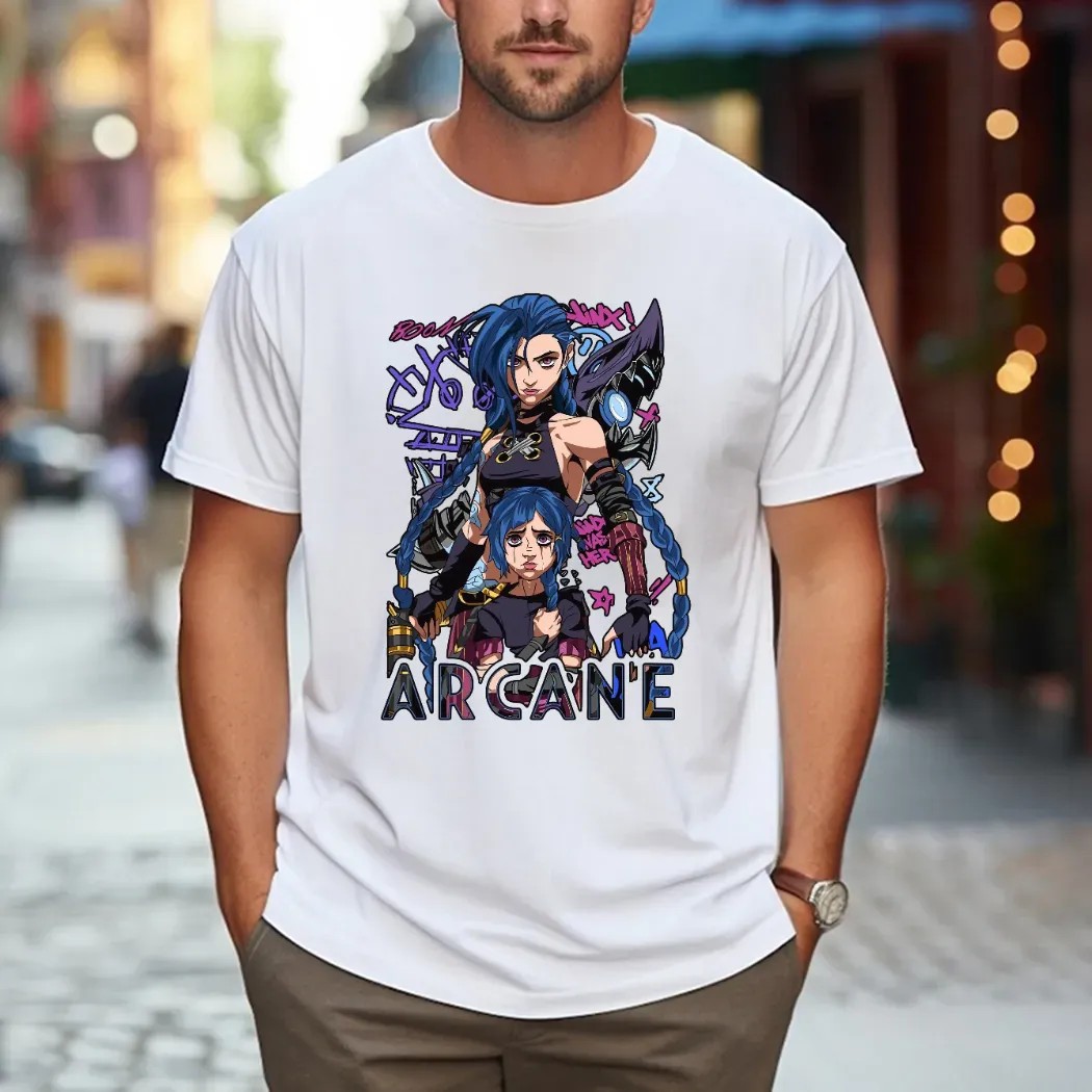Arcane Jinx League of Legends Streetwear Anime Game Fan Merch T Shirt Arcane Jinx League of Legends Streetwear Anime Game Fan Merch T Shirt