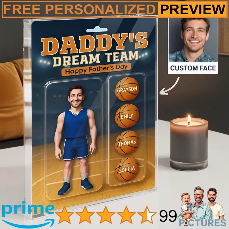 Basketball Dad Personalized 3D Effect Figure Personalized Father's Day Acrylic Block Plaque