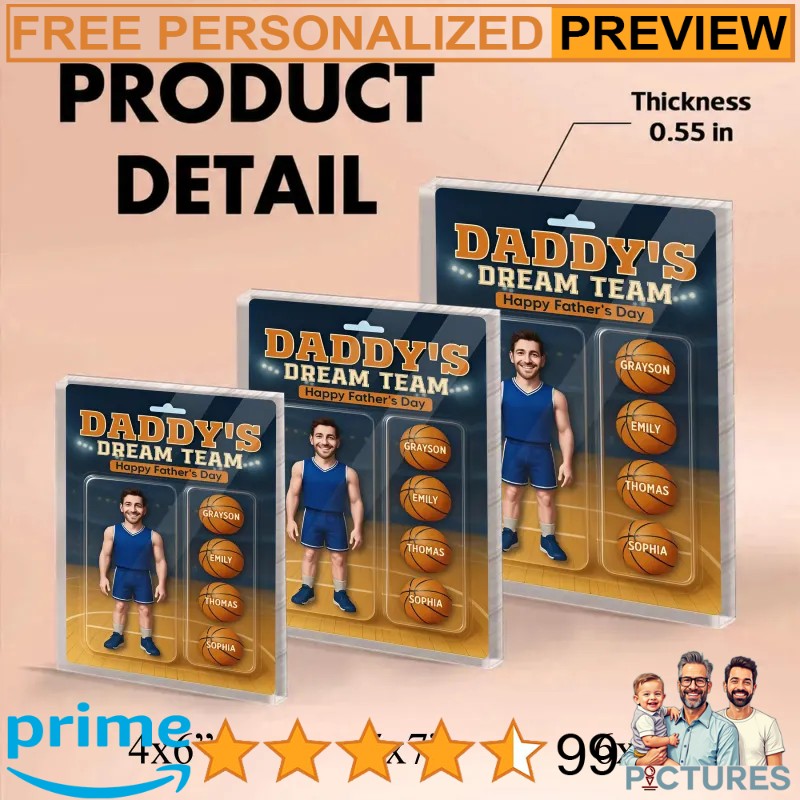 Basketball Dad Personalized 3D Effect Figure Personalized Father's Day Acrylic Block Plaque Basketball Dad Personalized 3D Effect Figure Personalized Father's Day Acrylic Block Plaque