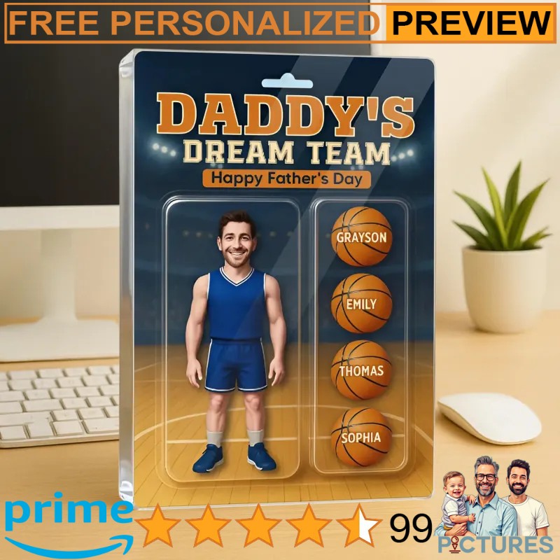 Basketball Dad Personalized 3D Effect Figure Personalized Father's Day Acrylic Block Plaque Basketball Dad Personalized 3D Effect Figure Personalized Father's Day Acrylic Block Plaque