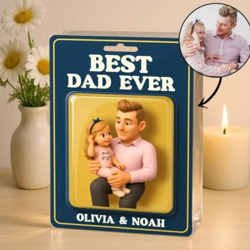 Best Dad Ever Name Personalized Father's Day Gift Figure Acrylic Block Plaque