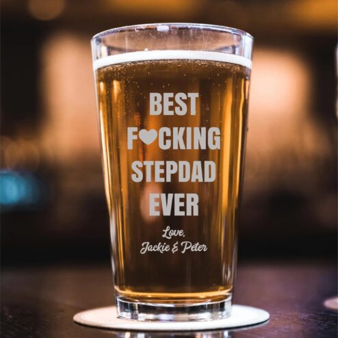 Best Fcking Stepdad Ever Father’s Day Personalized Pint Glass