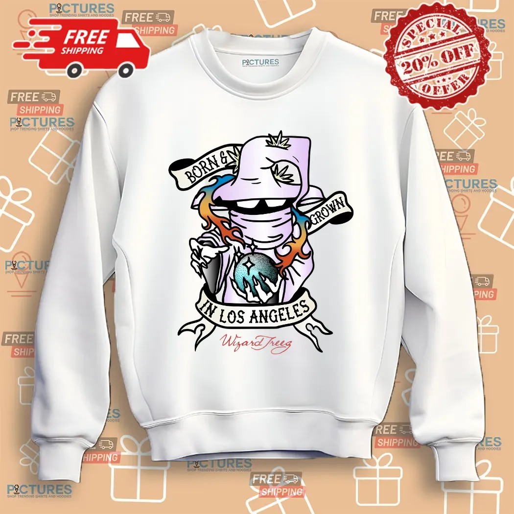 Born & Grown In Los Angeles Globe Cigarettes Tattoo Wizard Trees Shirt